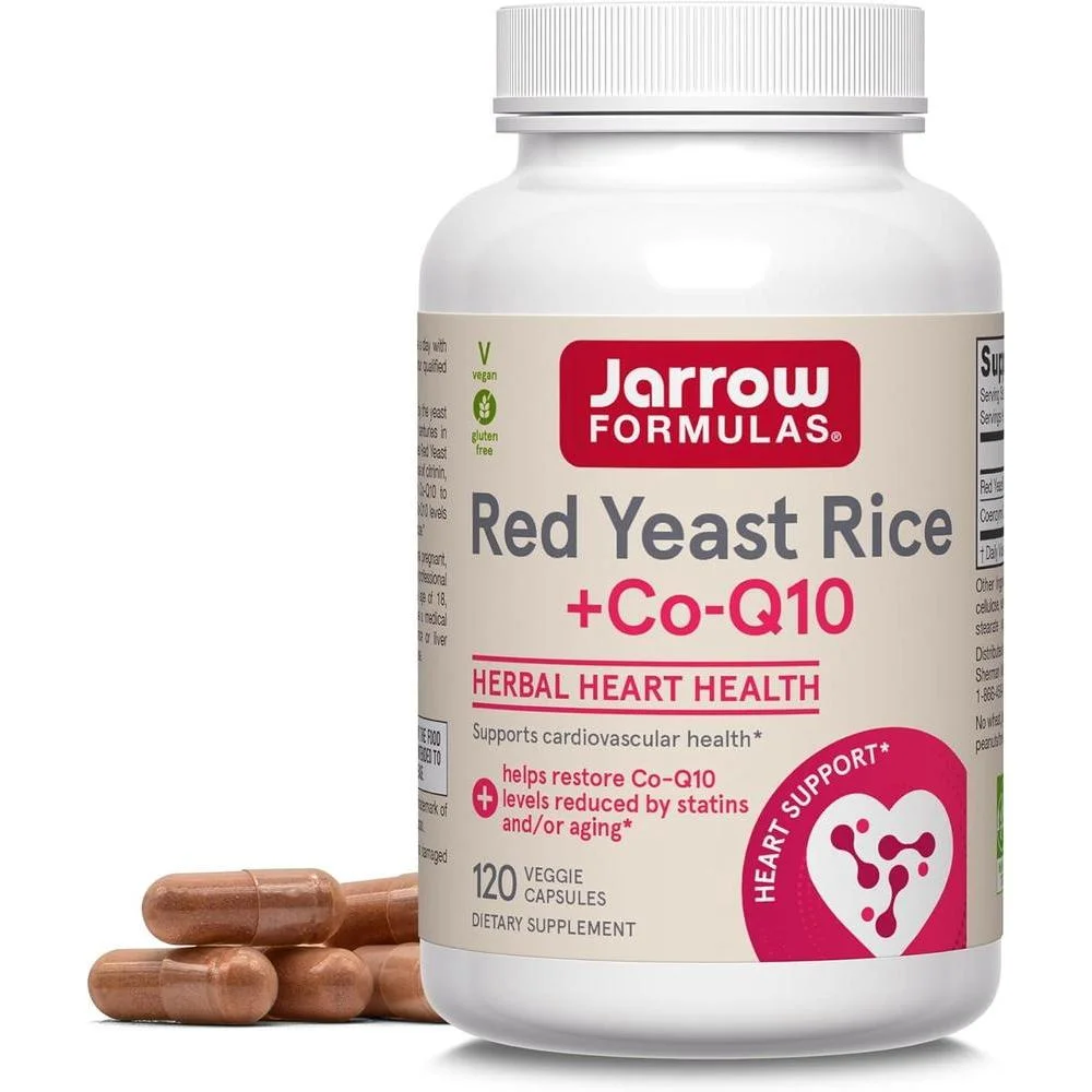 Jarrow Formulas Arroz de Levadura Roja y CoQ10, Suplemento Dietético Herbal para la Salud del Corazón