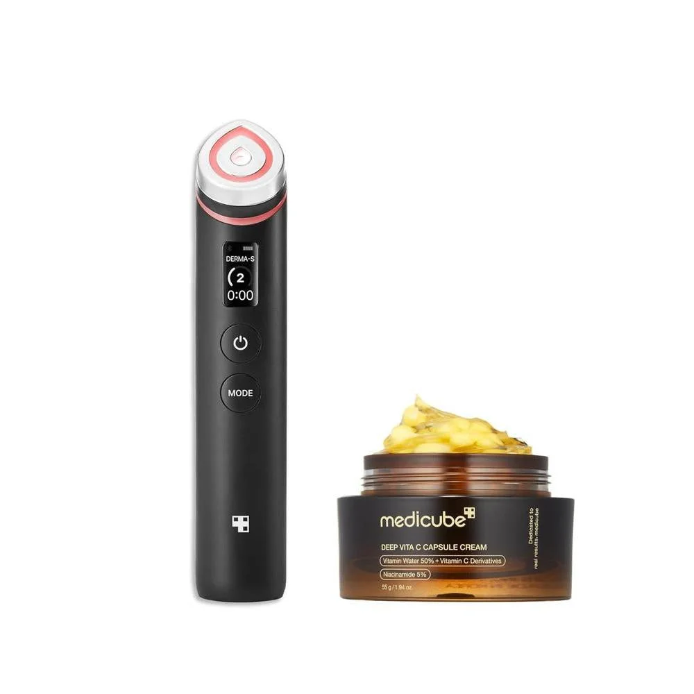 Set Dispositivo Booster Pro Black y Crema Vitamina C Medicube para Piel Radiante