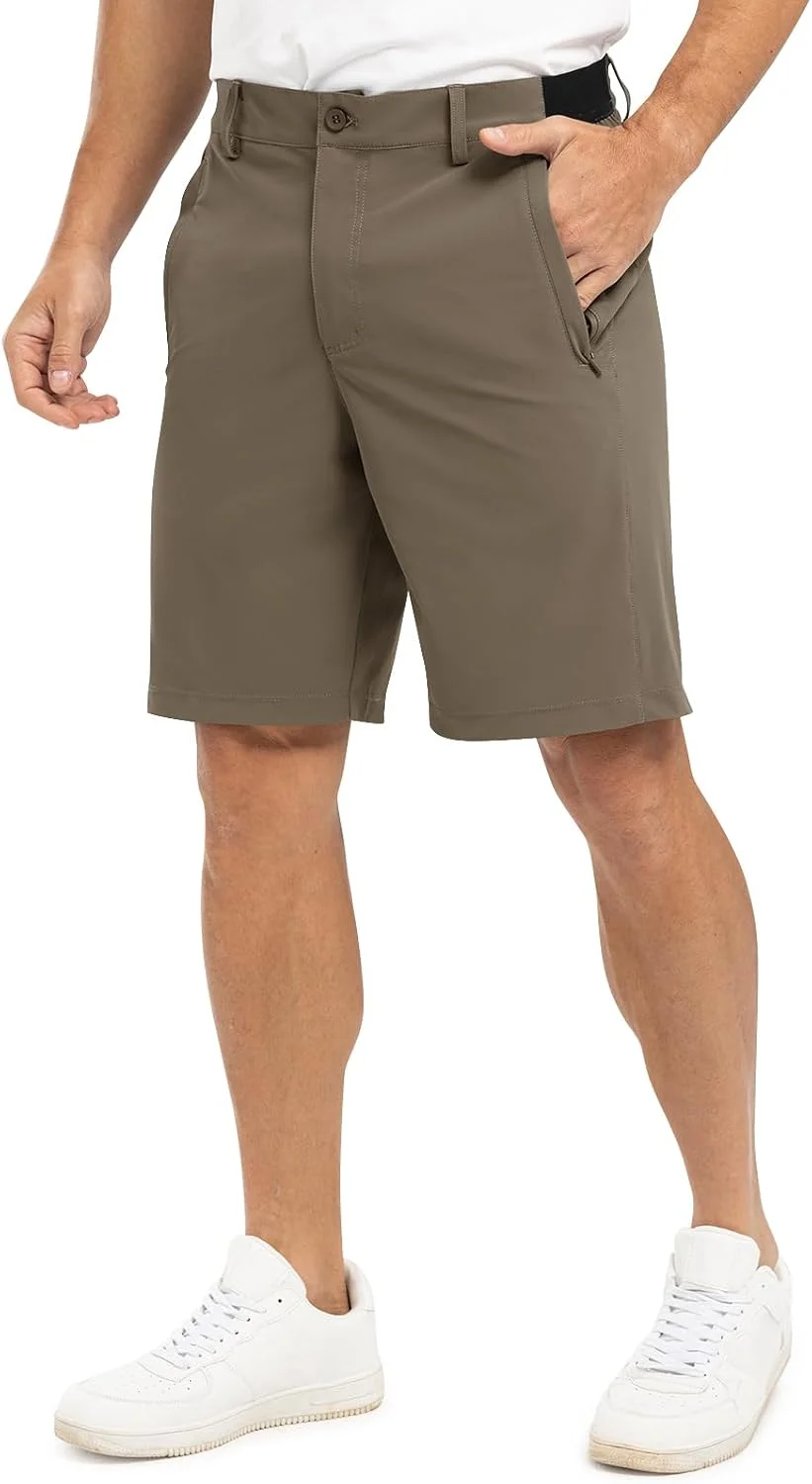 TBMPOY Men's 9" Golf Shorts Stretch Lightweight Dress Casual Work Brown 44