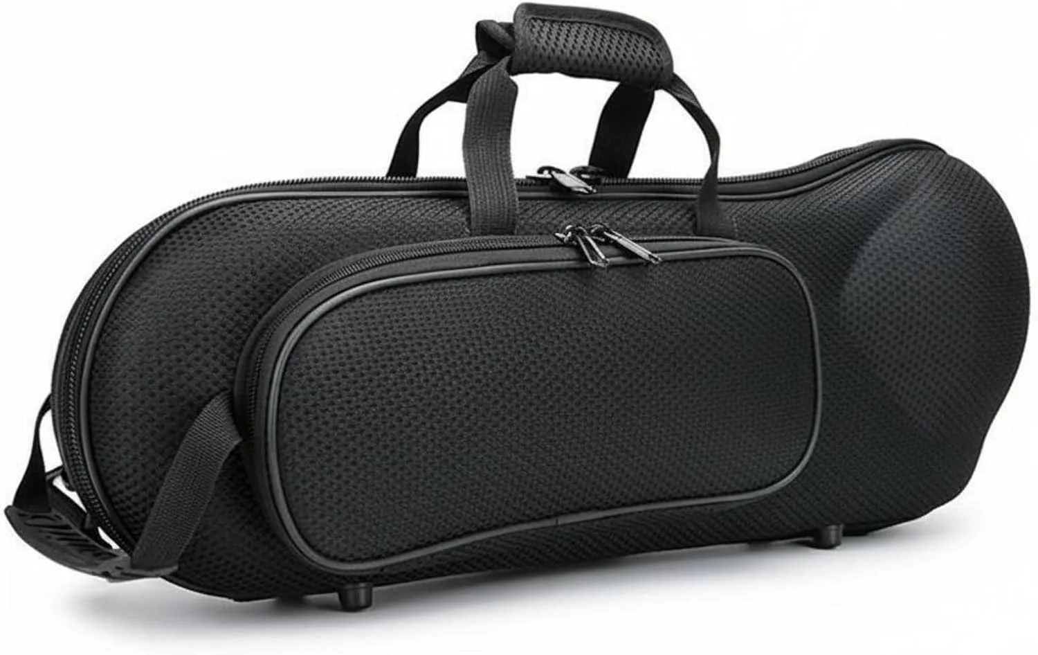 Yiju Brass Case Instrument Carrier Hard Shell Trumpet Case Shoulder Strap Zippered Closure Poly-cotton Outer Pocket Suitable for Practice Use, Oxford Cloth Black