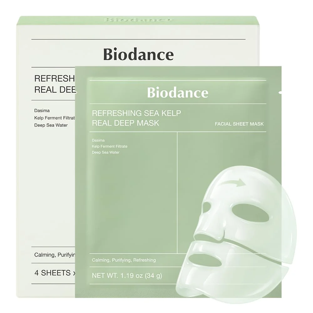 Mascarilla Facial Biodance Sea Kelp Real Deep Mask Hidrogel 34g x 4 unidades