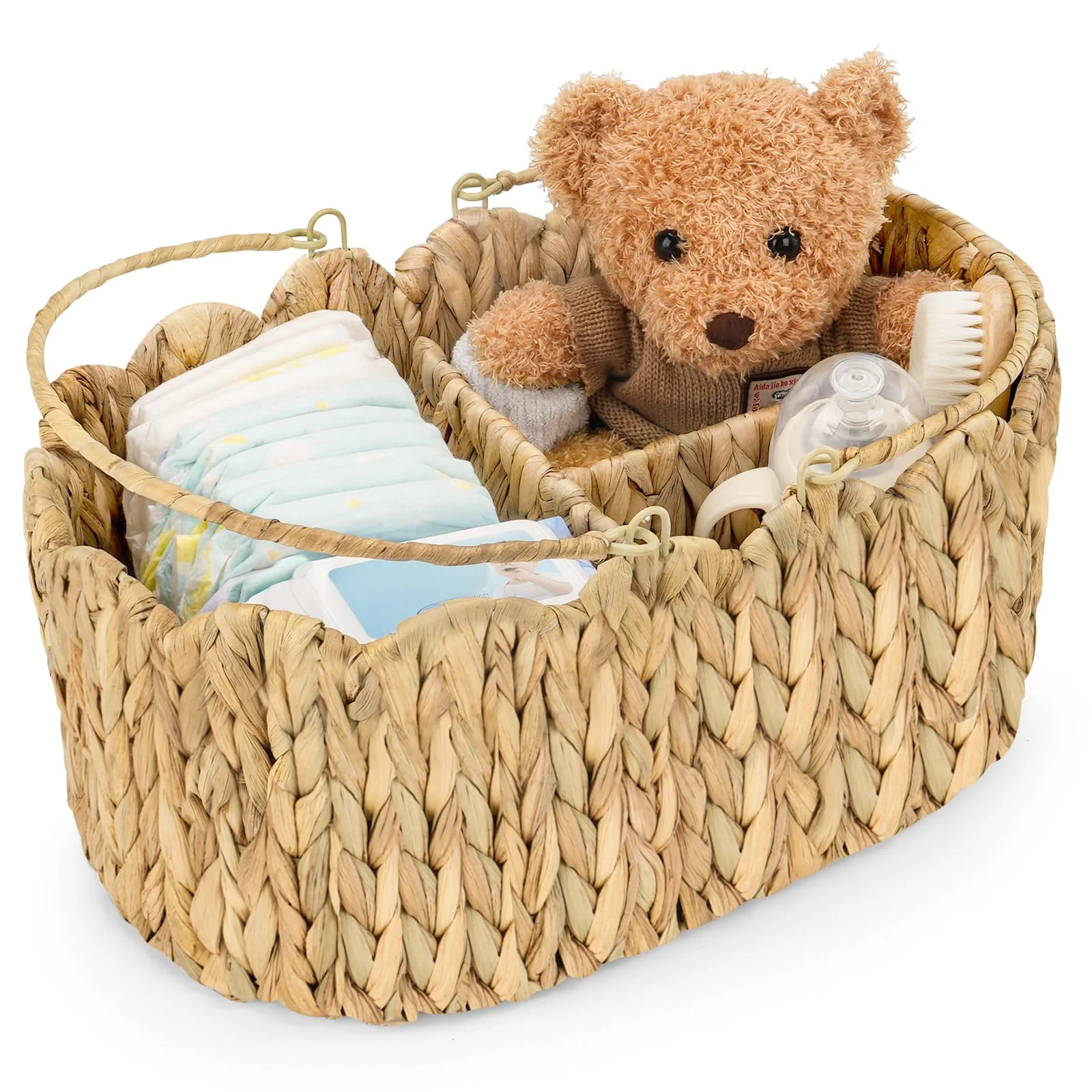 Tidivance Water Hyacinth Diaper Caddy Organizer with Divider
