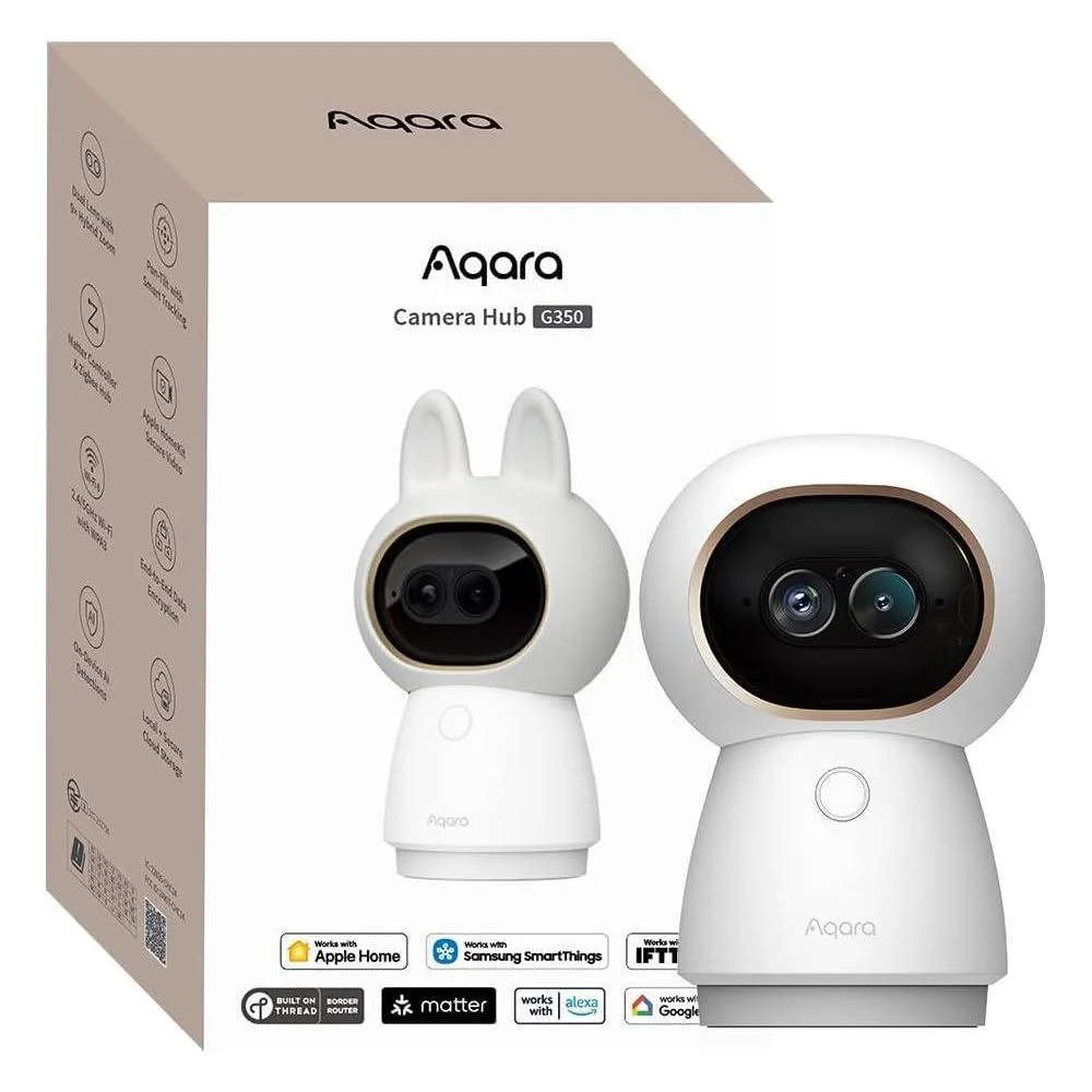 Aqara Indoor Security Camera G350, 4K UHD Dual-Lens Matter Camera Hub
