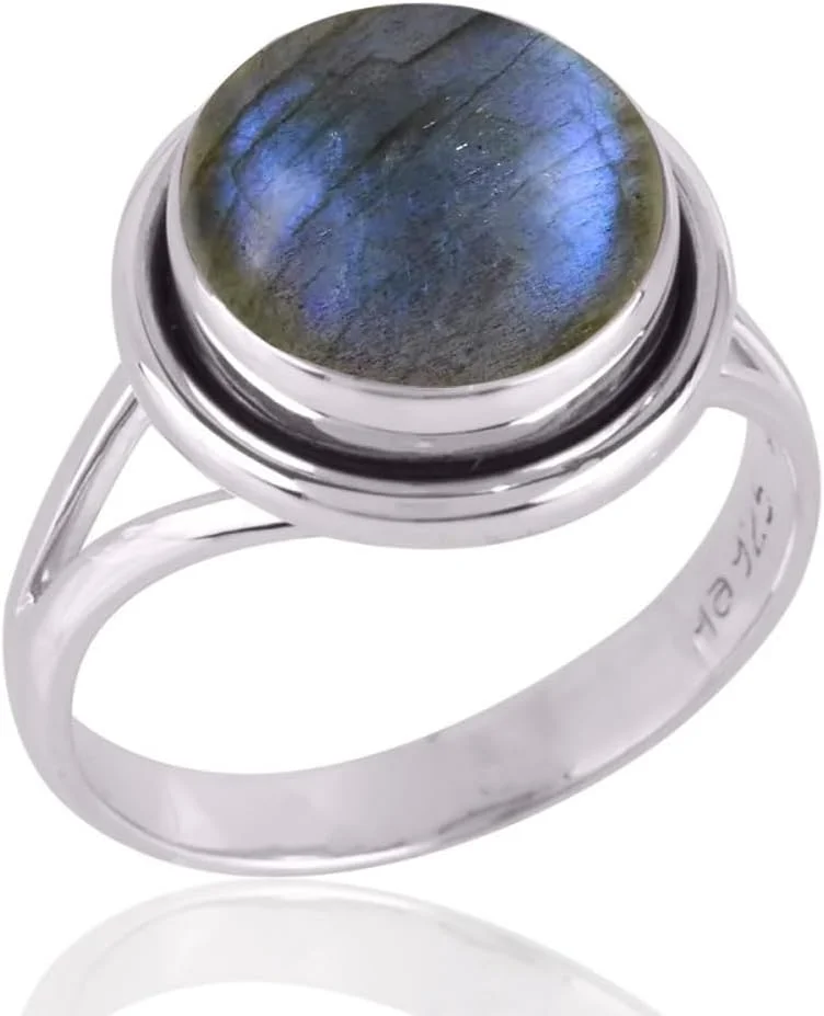 925 Sterling Silver Ring For Womens Labradorite Ring Sterling Silver Bohemian Ring Bezel Set Gemstone Ring