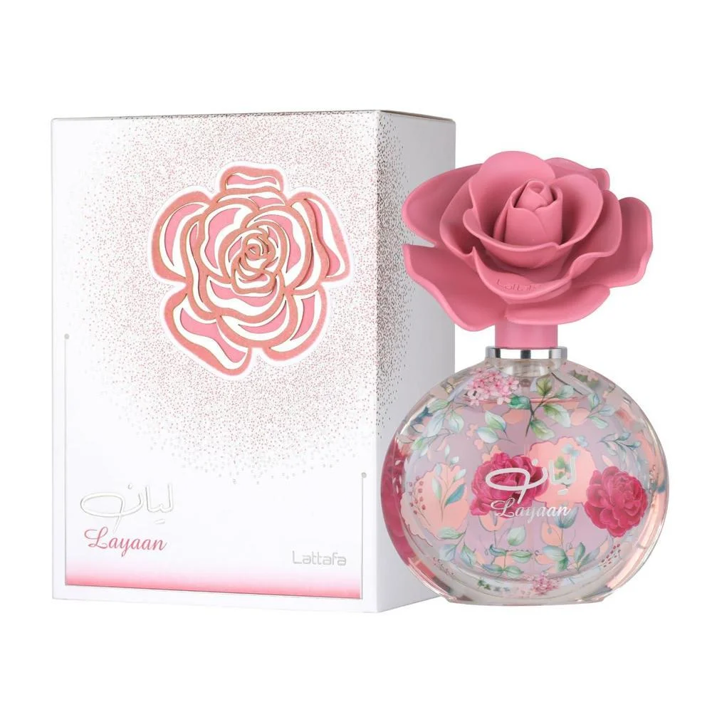 Lattafa Layaan - Una fragancia frutal, floral, ambar y almizclada en spray, diseñada para durar y deleitar a las mujeres modernas