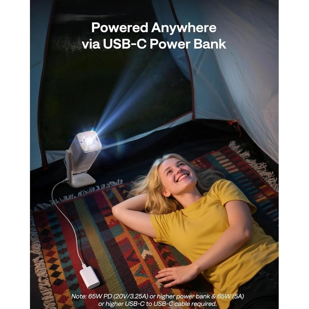 Aurzen BOOM Air Proyector portátil con Google TV, WiFi y Bluetooth, diseño compacto, compatible con 4K y enfoque en tiempo real