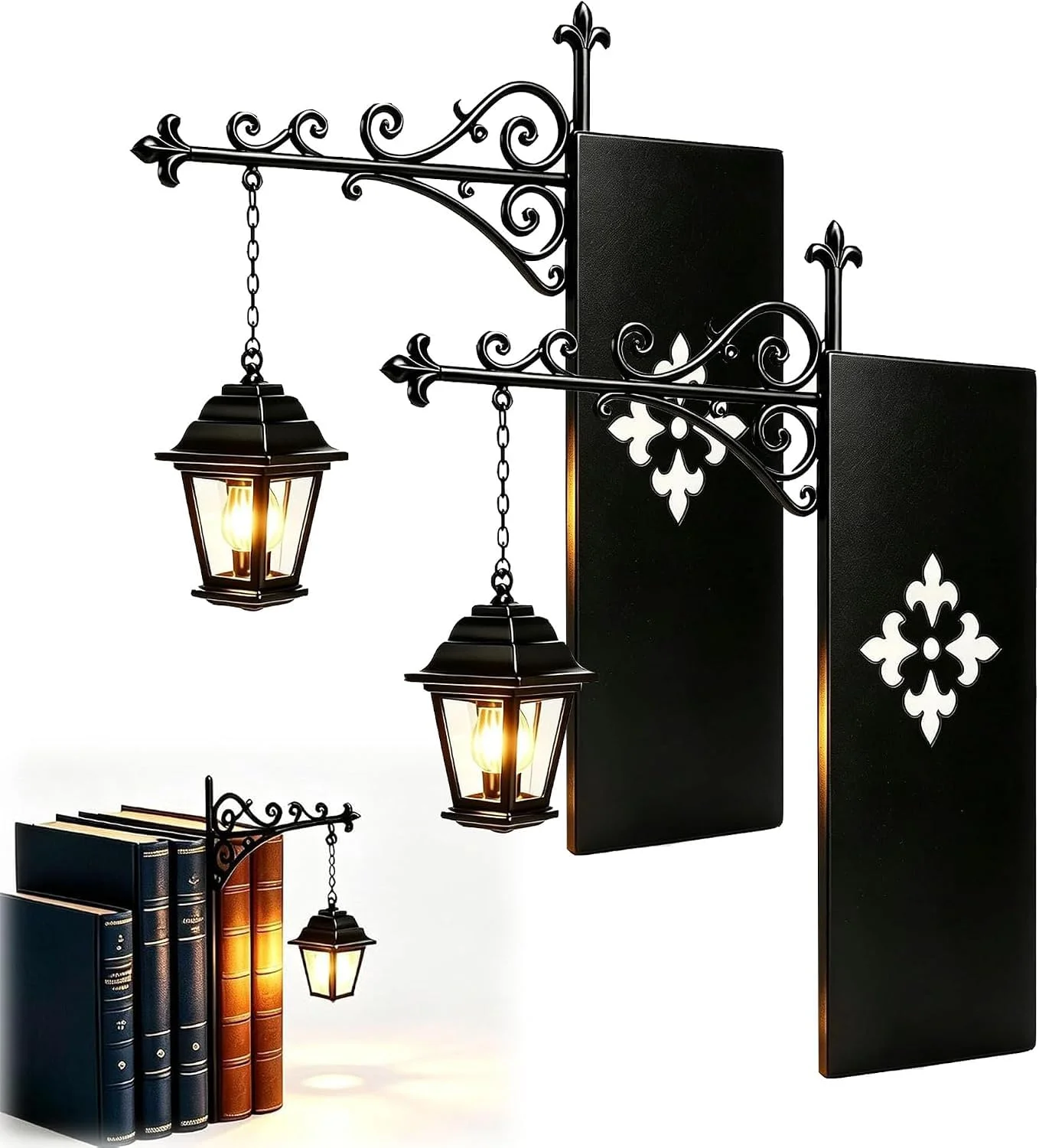 Zerkbiey Library Lantern-Decorative Bookshelf Lighting, Library Lantern Mini Bookshelf Lamp, Vintage Warm LED Book Nook