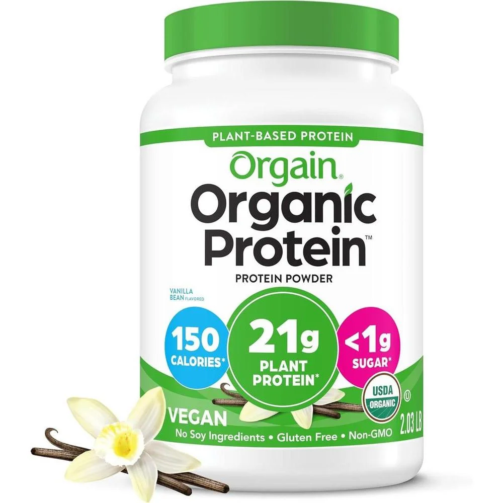 Orgain Organic Vegan 21g Protein Powder, Vanilla Bean, 2.03 lb - 1.02 Pound (Pack of 1)