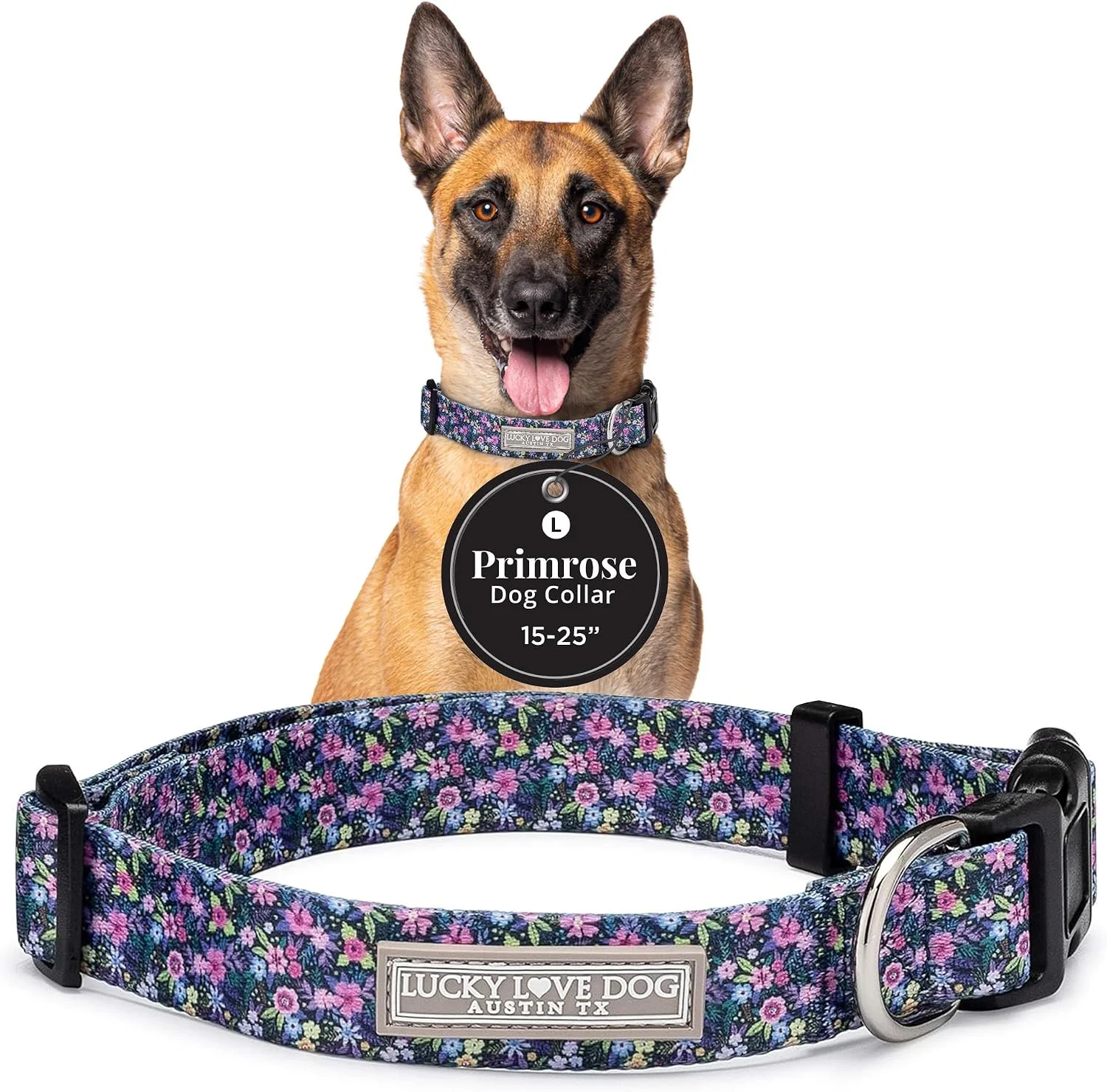 Collar ajustable Lucky Love Dog para perros grandes Primrose talla L