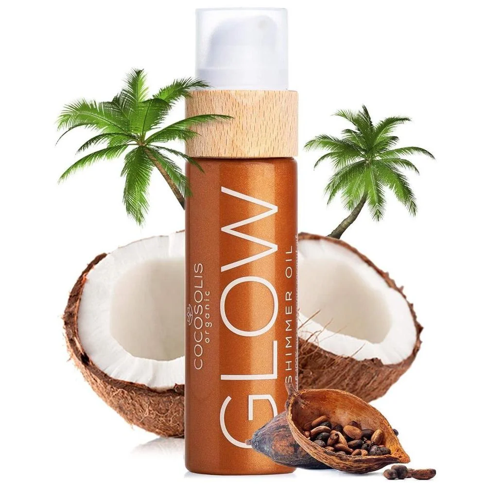 COCOSOLIS GLOW Aceite Iluminador | Aceite Seco Natural Iluminador con Partículas Brillantes | Deja la Piel Radiante e Intensifica un Bronceado Dorado | Sensación Lujosa | 110ml