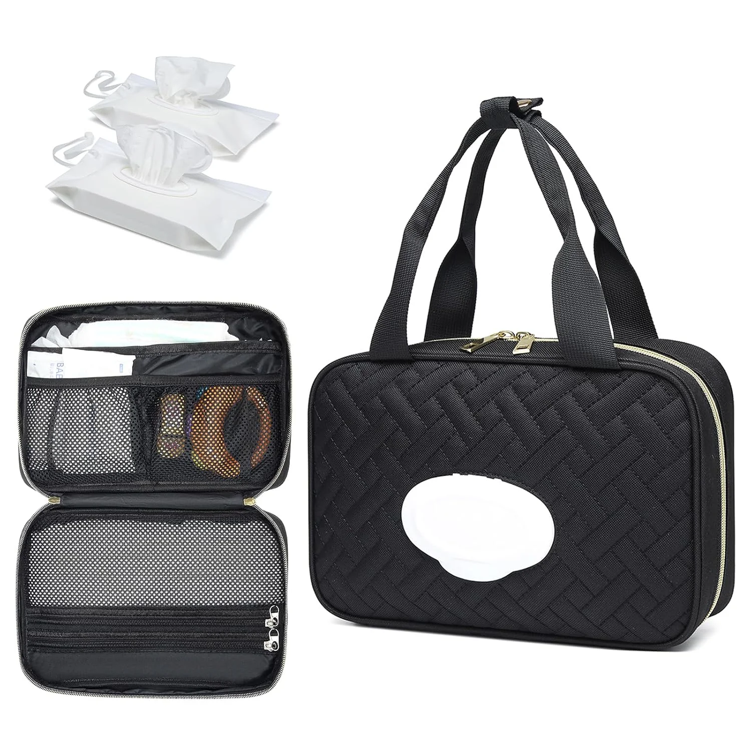 Fwkekye Diaper Bag Organizer with 2 Pieces Wipes Dispensers