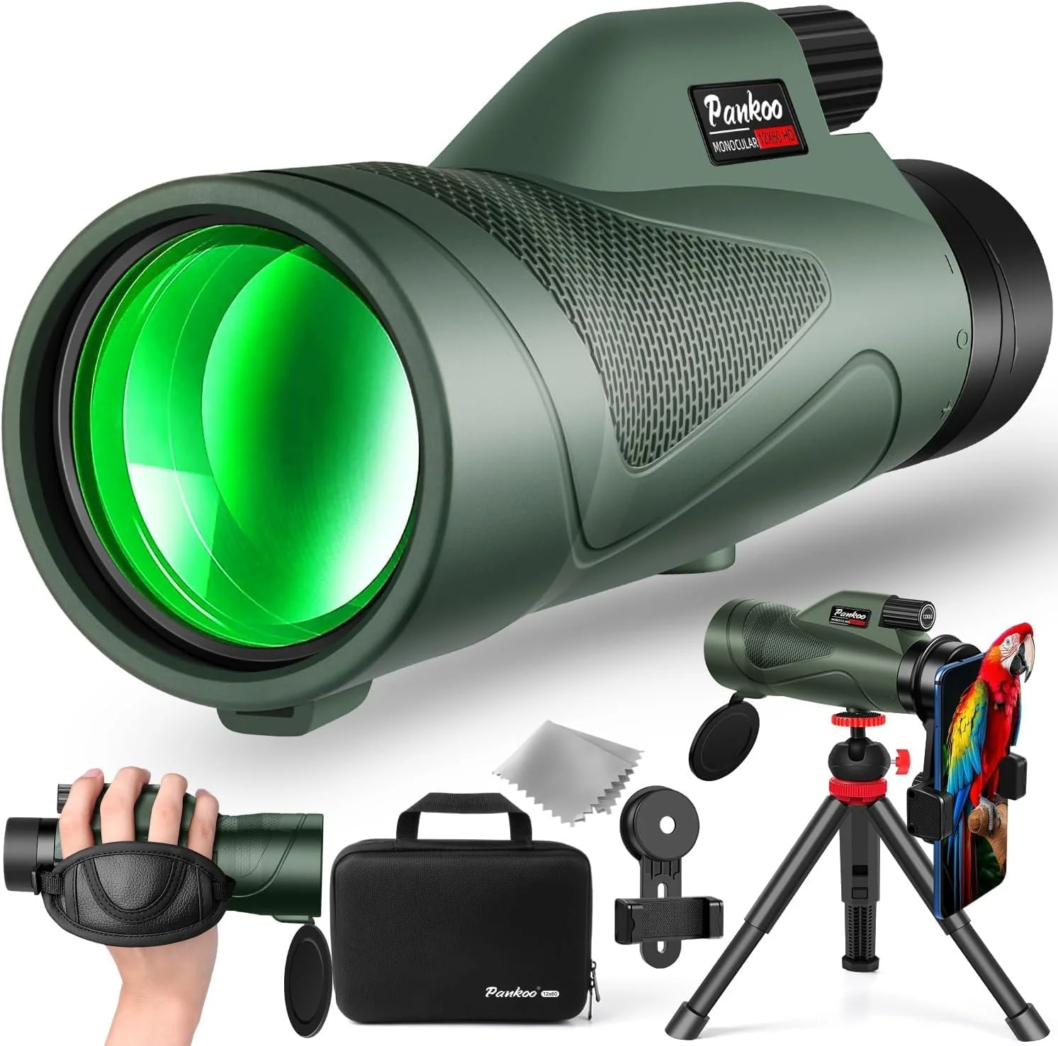 Monocular Pankoo 12x60 HD para adultos