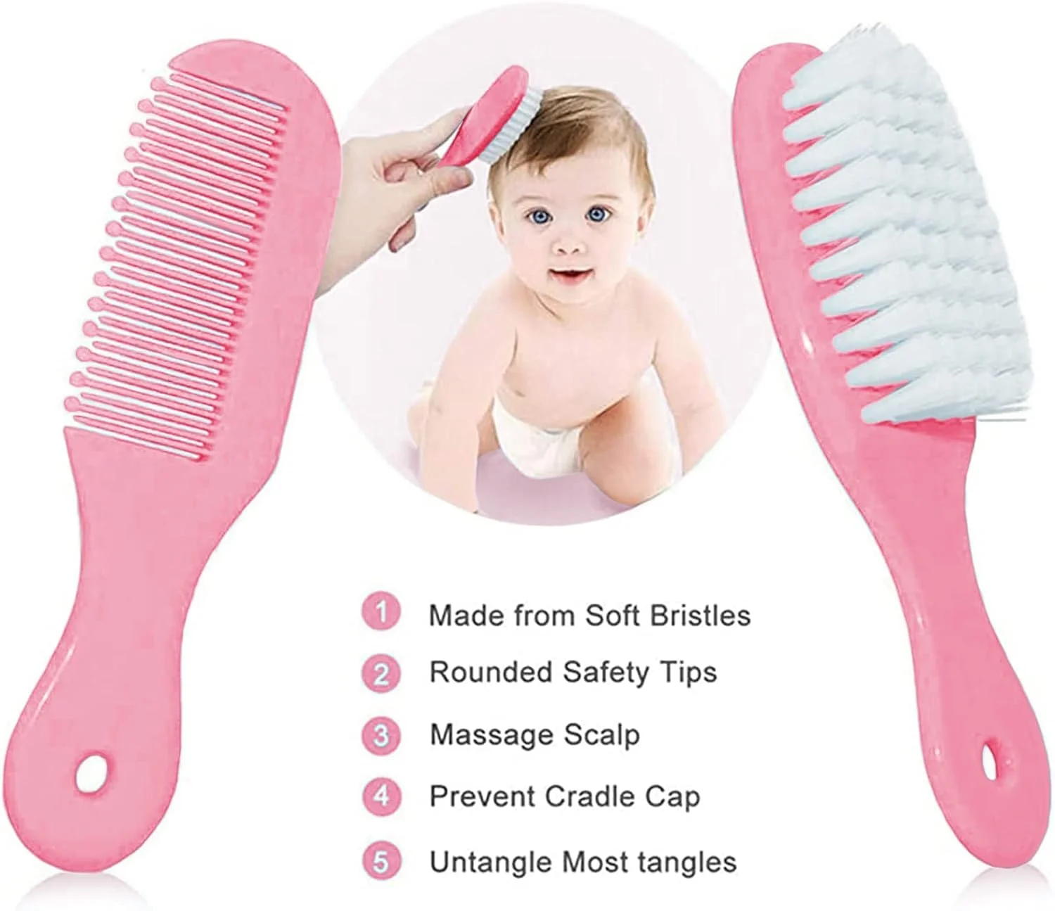 Kit de Cuidado e Higiene para Bebé 8 Piezas Rosado