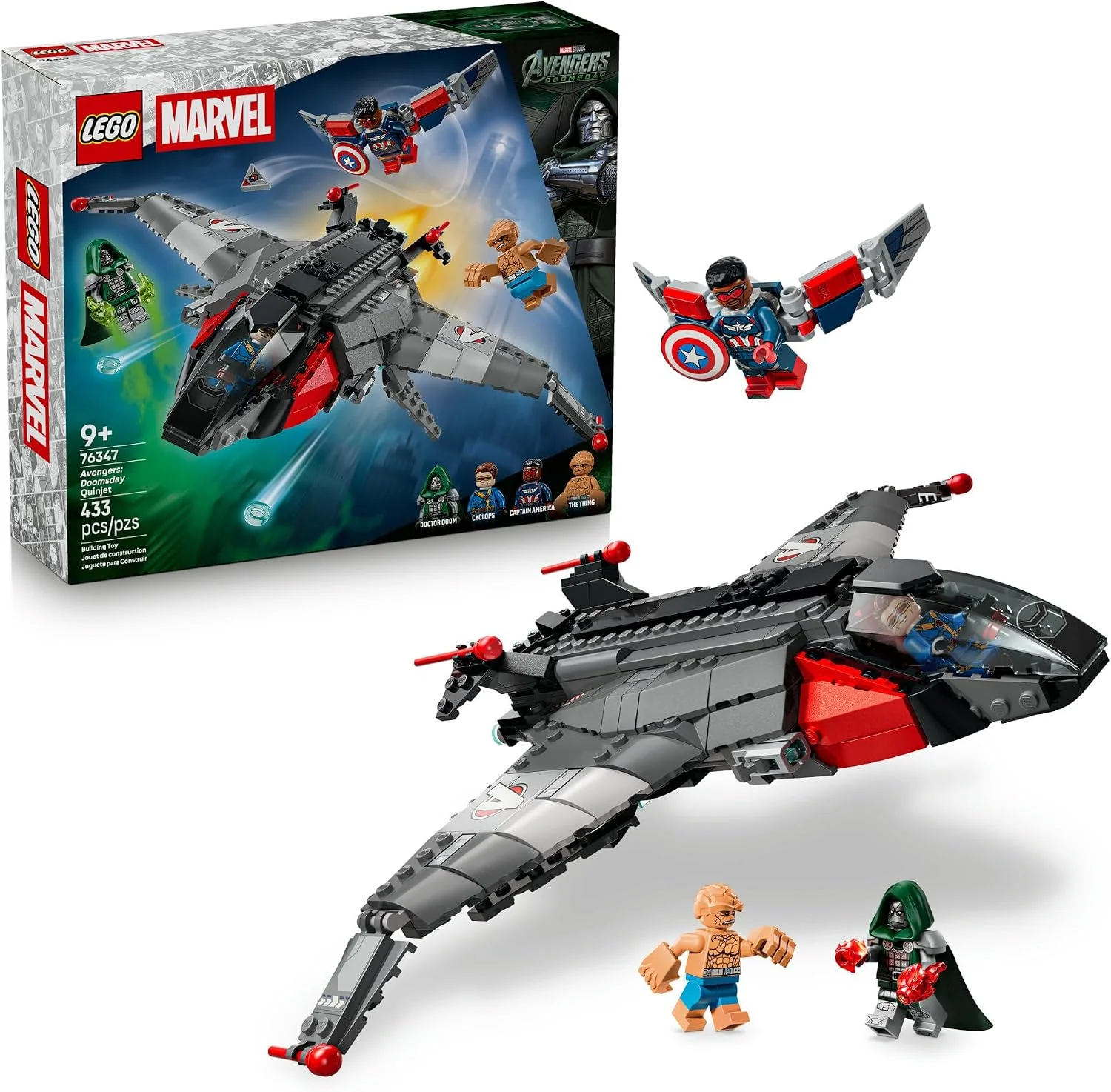 Set de construcción LEGO Marvel Avengers Doomsday Quinjet 76347
