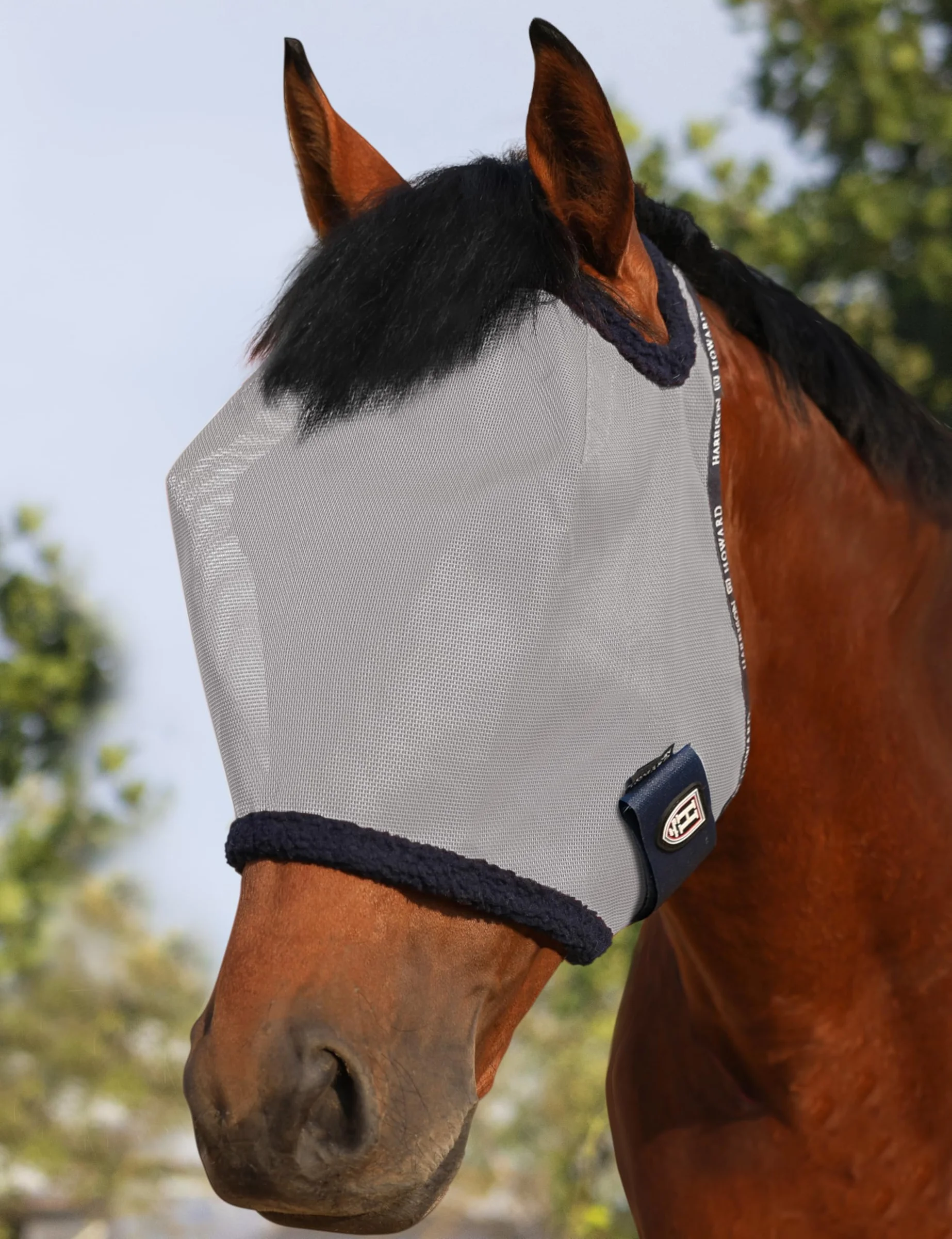 Cabestro para caballo Harrison Howard All Round Mesh UV Protective con bordes acolchados gris L