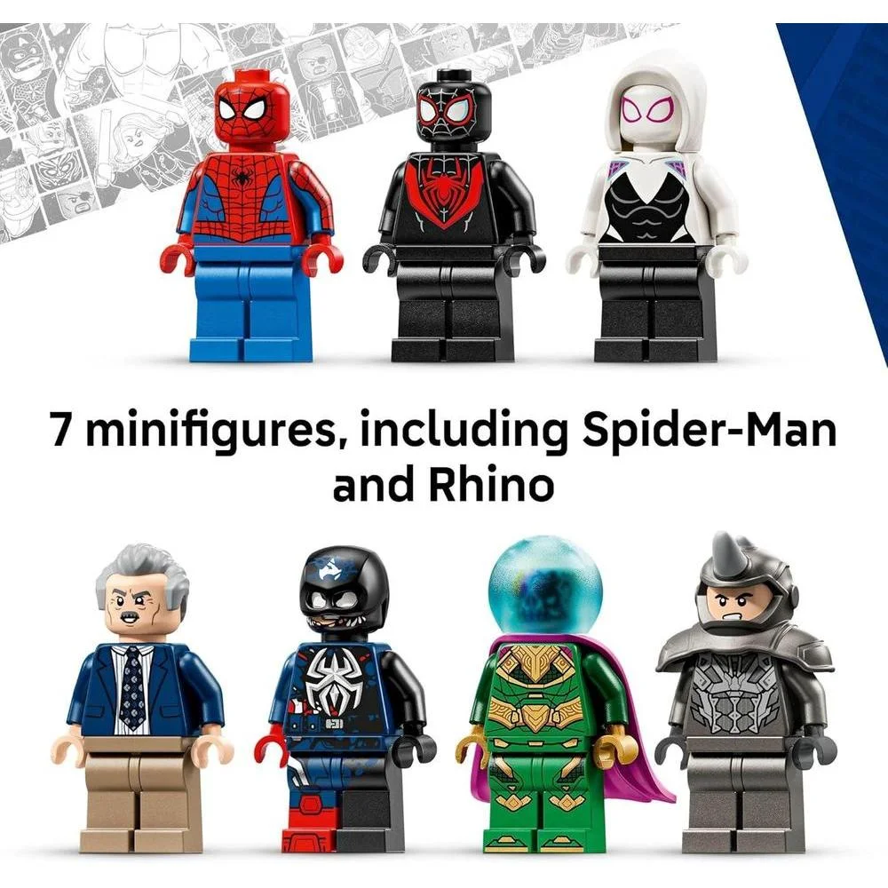 LEGO Marvel Spider-Man vs. Mysterio: The Daily Bugle con 7 minifiguras y Rhino Mech regalo ideal para niños desde 10 años