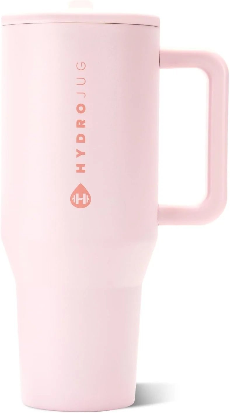 Vaso Tumbler HydroJug Traveler 40oz con Asa y Popote Rosa Arena