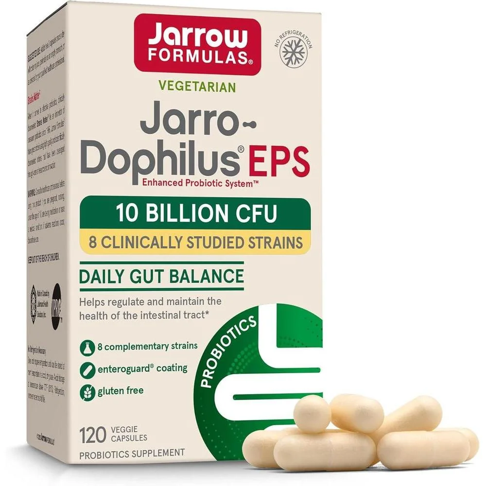 Jarrow Formulas Jarro-Dophilus EPS, 10 mil millones de células, apoya función y salud intestinal, 120 cápsulas vegetales