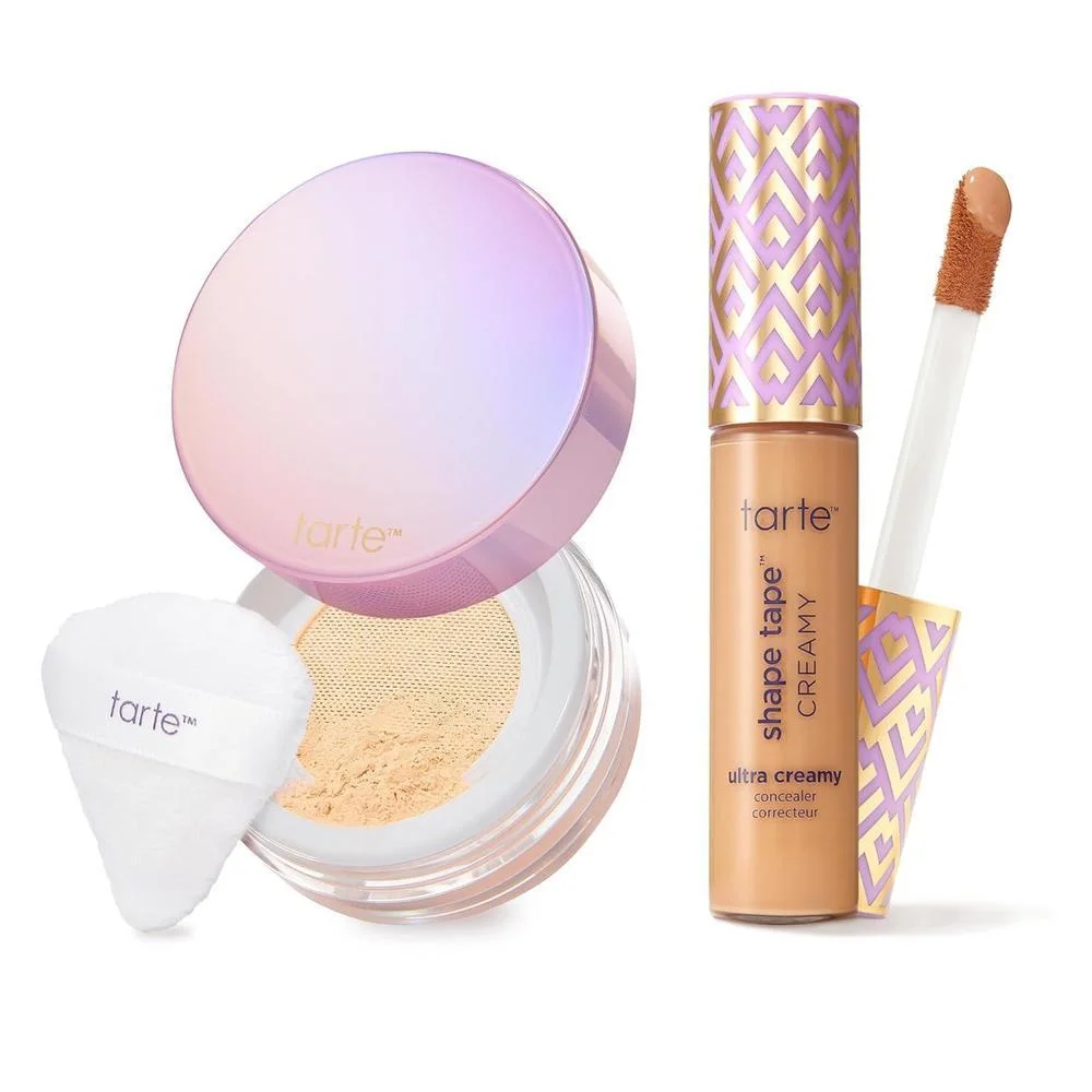 Tarte Corrector Cremoso Shape Tape y Polvo Ajuste Sin Arrugas para Acabado Impecable