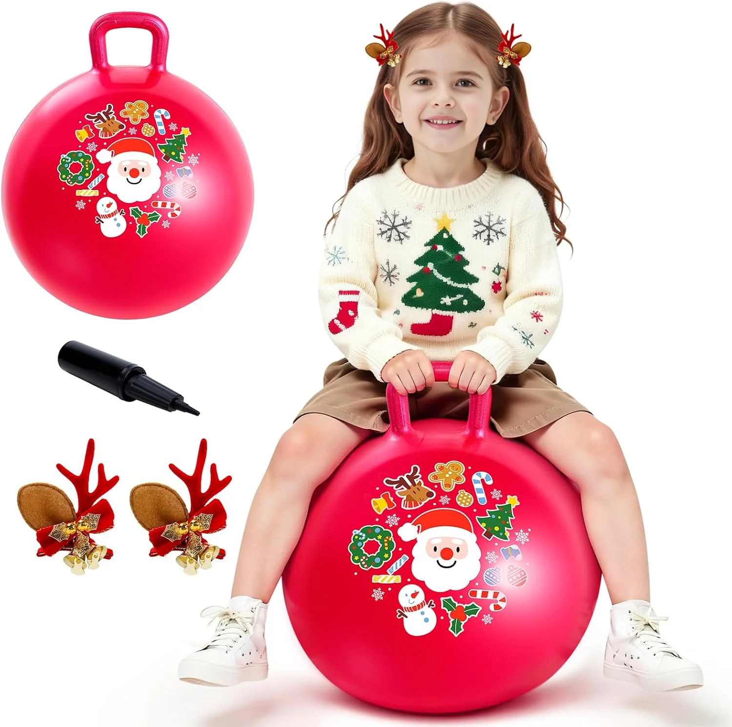 Pelota saltarina Zoojoy roja 18 pulgadas con asa para niños