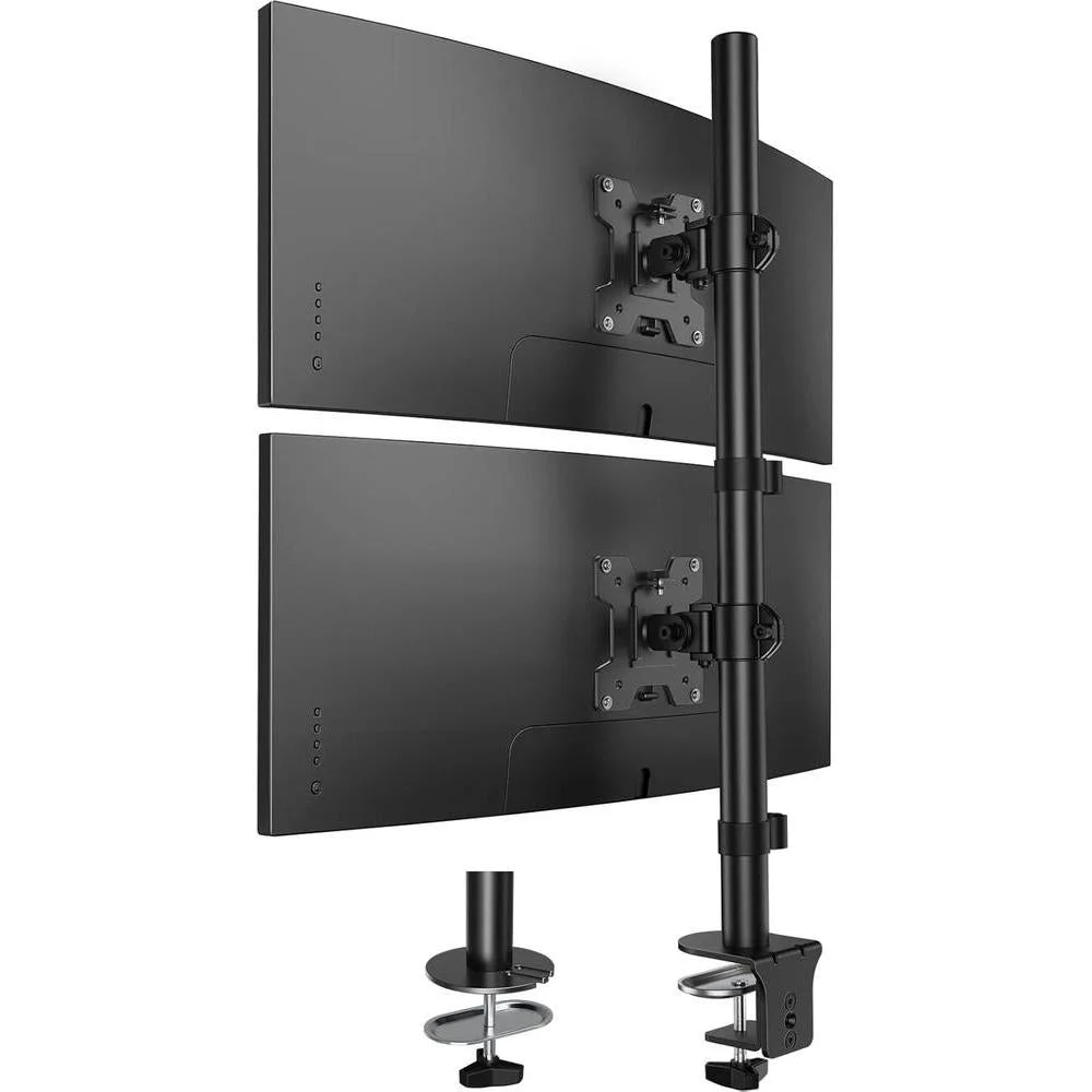 Base para monitores Huanuo vertical dual stack ajustable para 2 pantallas 17 a 32 pulgadas
