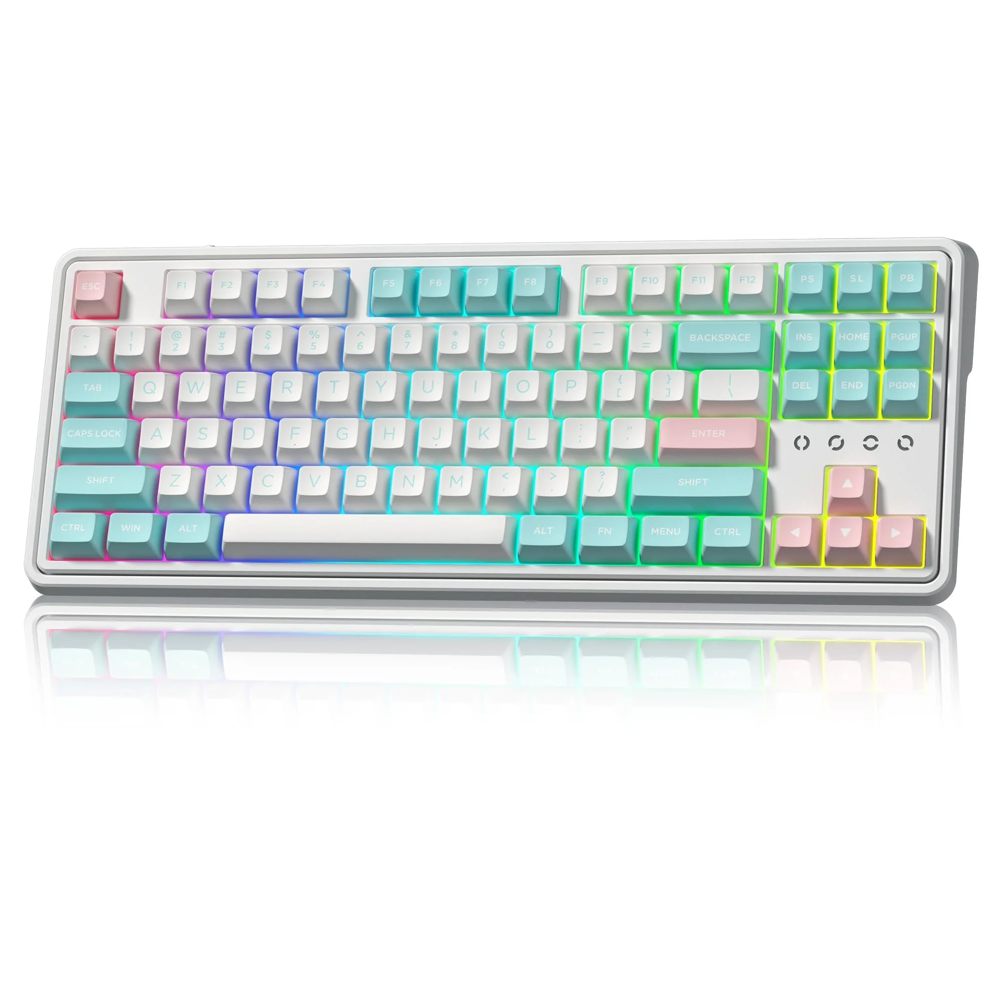 Teclado mecánico gaming 75% Fl esports inalámbrico blanco con switches hot-swap