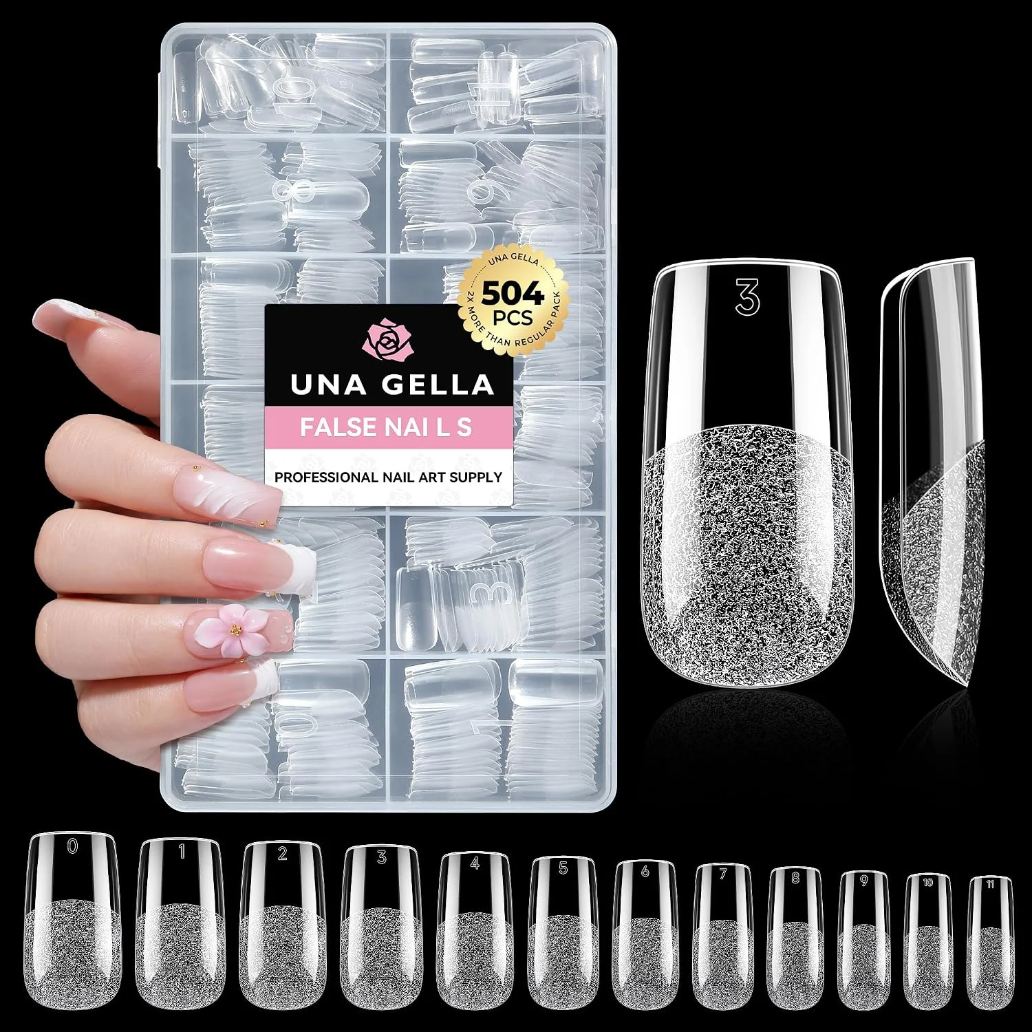 Uñas postizas cuadradas Un a Gella 504 piezas gel transparente