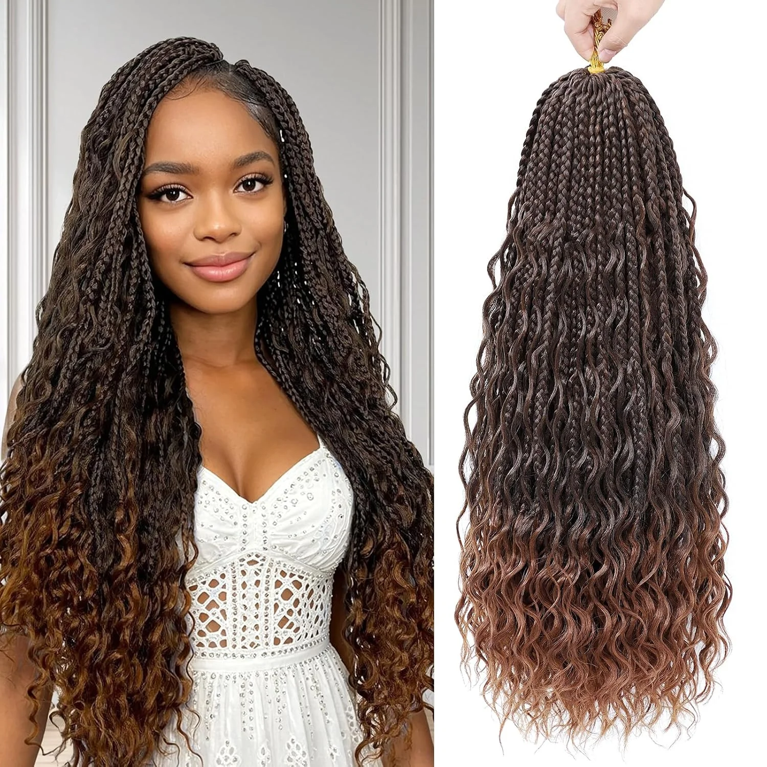 Extensiones de cabello crochet Goddess Box Braids Mairead 18 pulgadas