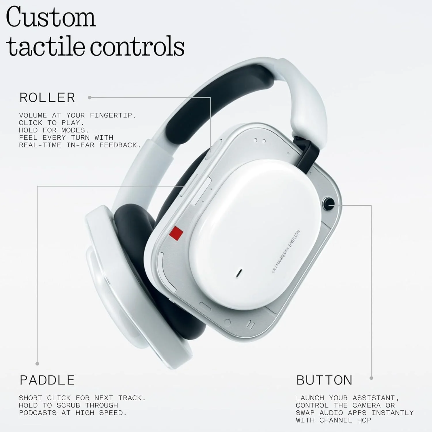 Nothing Headphone (a) 2026 New, Adaptive Active Noise Cancelling Headphones, Wireless Over Ear Bluetooth 5.4 ANC Headset with LDAC Hi-Res, 5 HD Mics Ultra Bass via APP, 135 Hours Playtime, White