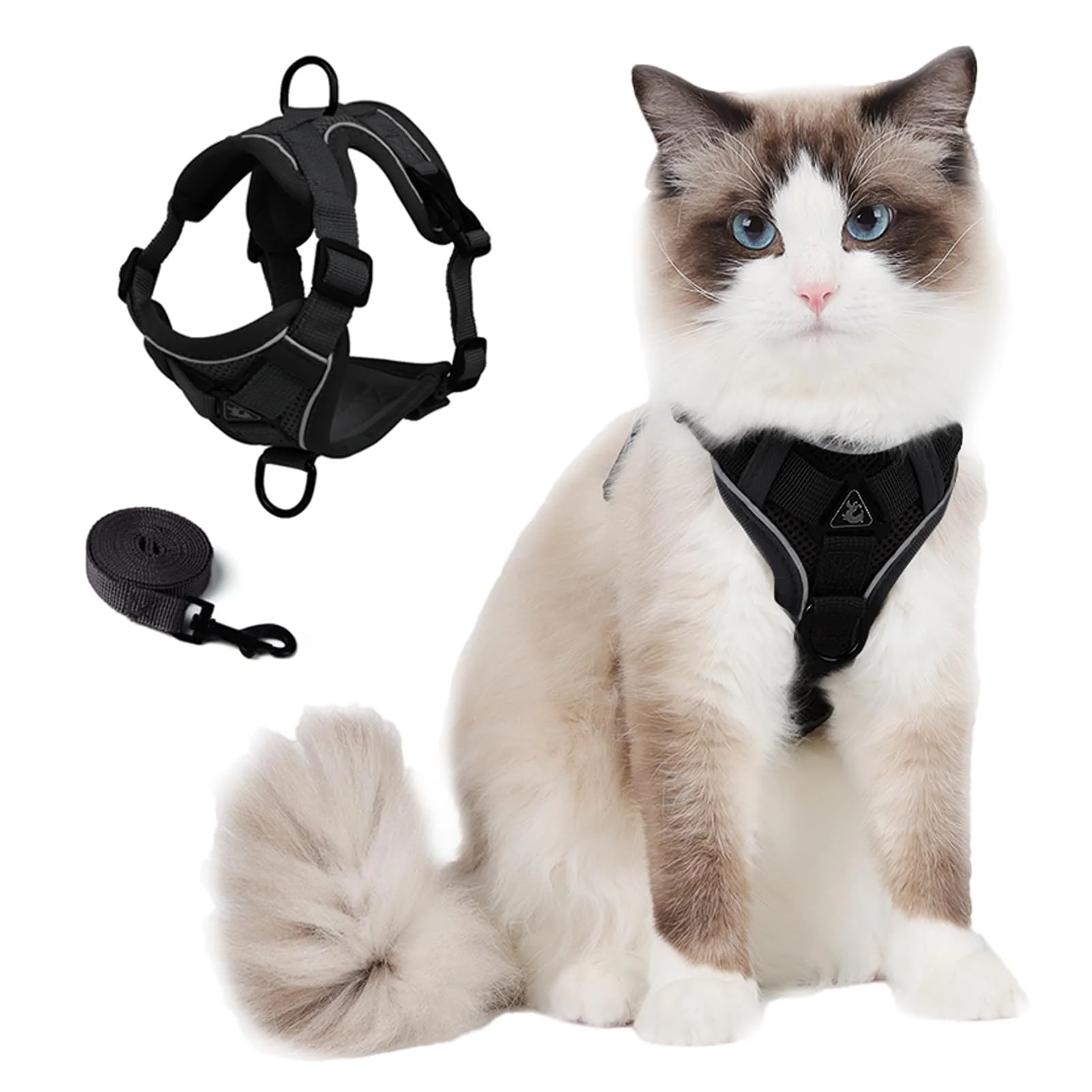 Arnés y correa para gato Skmeditec talla M negro