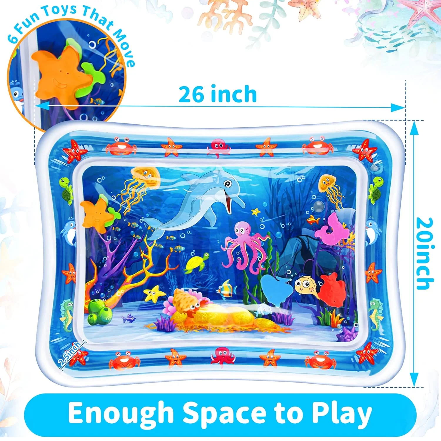 Yeeeasy Manta de Agua Inflable Tummy Time para Bebés 3 a 24 Meses