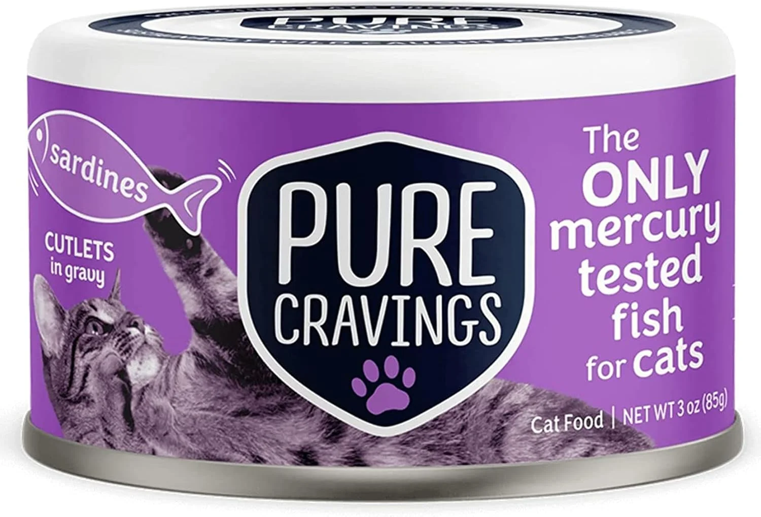 Alimento húmedo para gatos Pure Cravings Sardinas en Salsa, pack de 12 latas