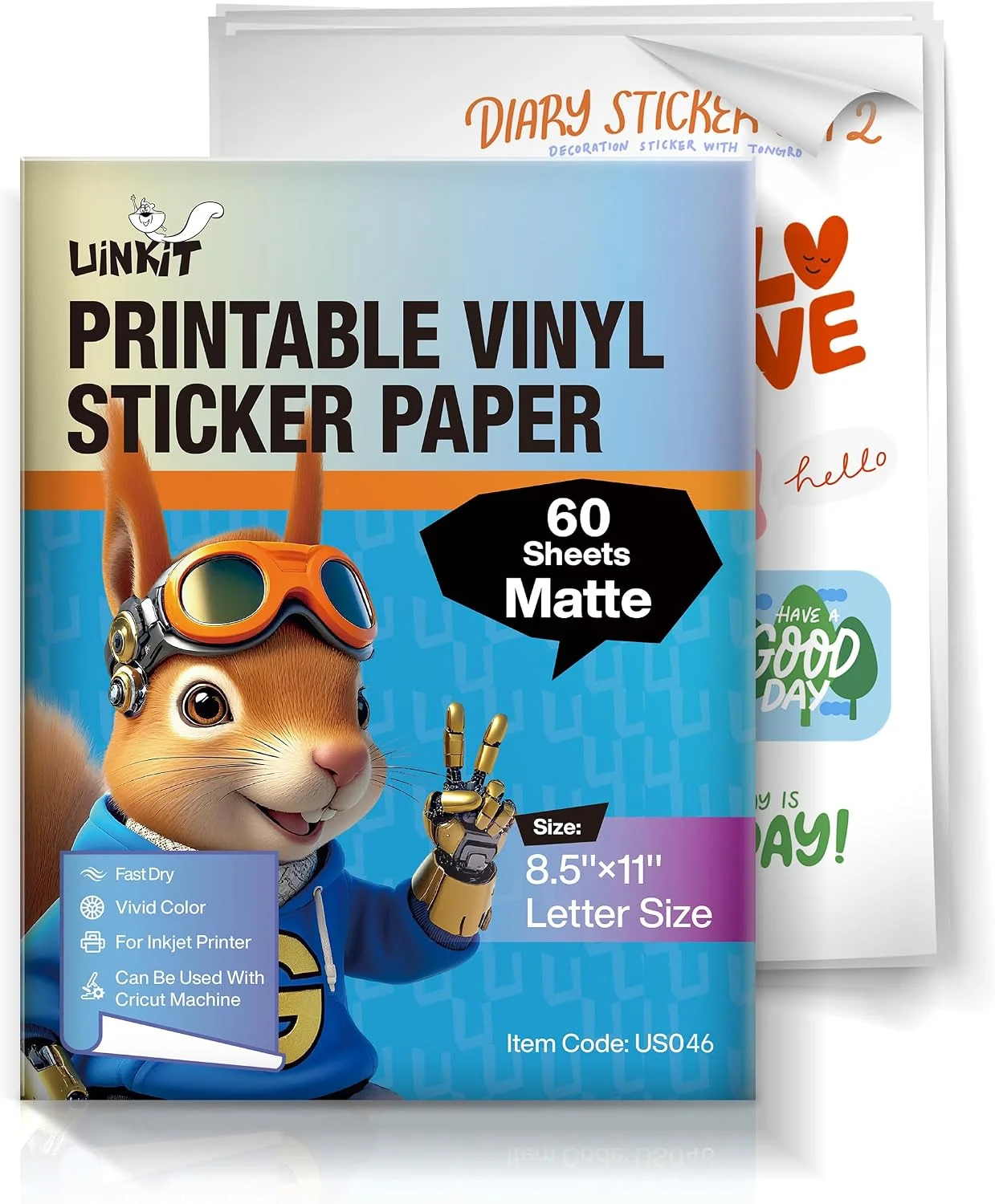 Papel adhesivo para impresión Uinkit mate 8.5x11 pulgadas 60 hojas