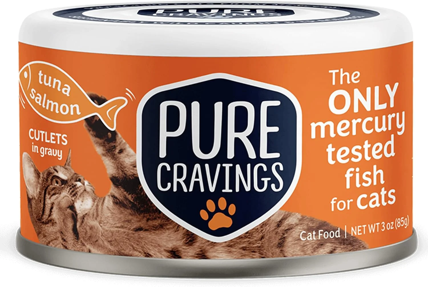 Alimento húmedo para gatos Pure Cravings atún y salmón en salsa, pack de 12 latas