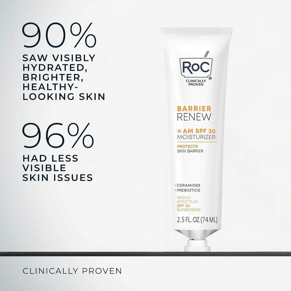 Roc Barrier Renew Con Spf 30, Crema Hidratante Y Protectora Con Ceramidas Y Prebióticos Para Todo Tipo De Piel, 70.87 G