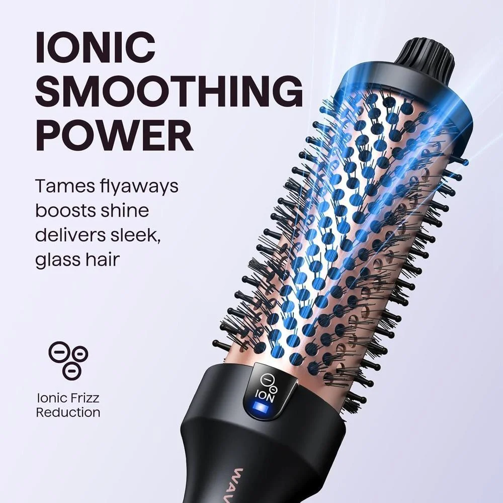 Wavytalk Cepillo Térmico Blowout Boost, Rizador de Cepillo Redondo Calentado de Doble Voltaje, Cerámica, Tecnología Iónica