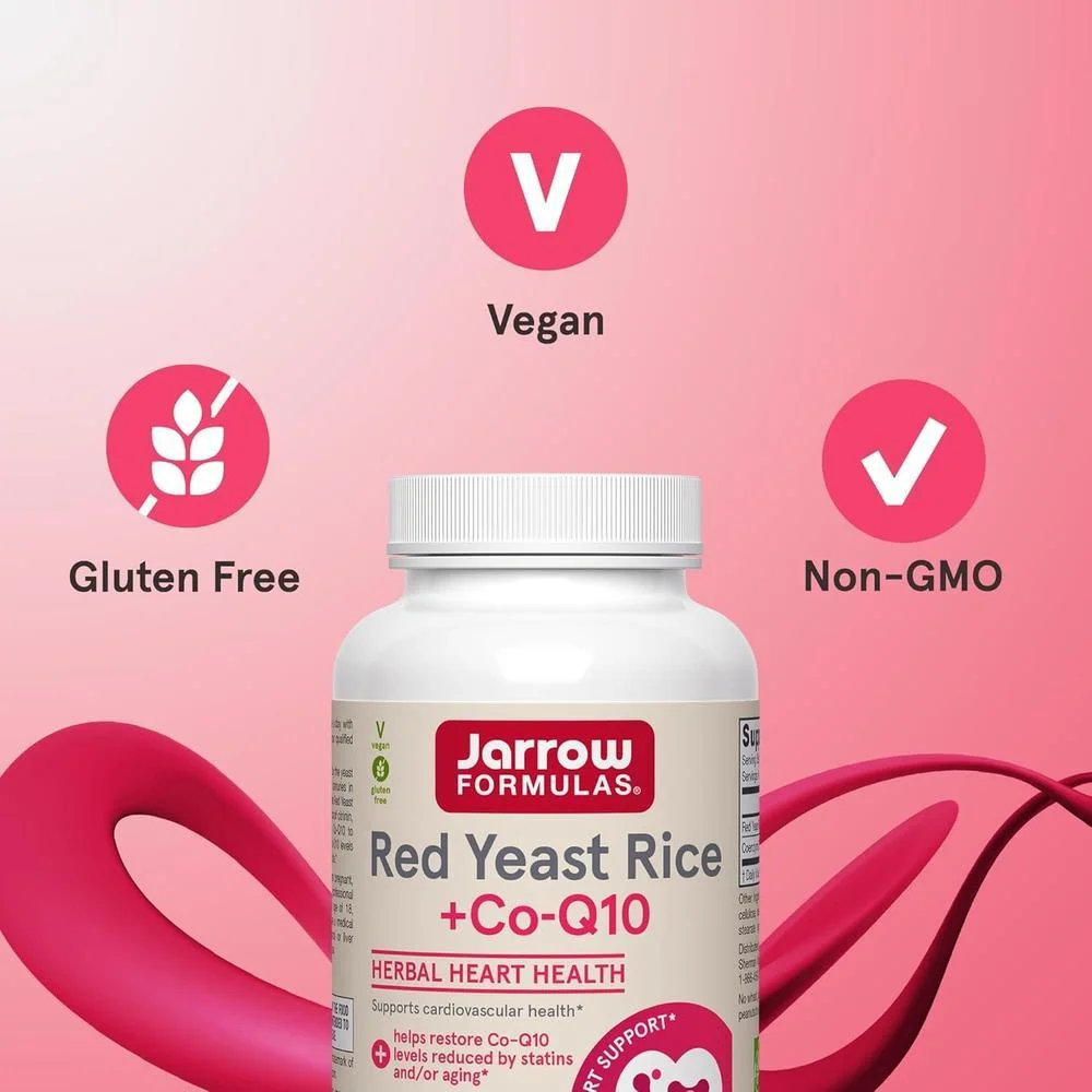 Jarrow Formulas Arroz de Levadura Roja y CoQ10, Suplemento Dietético Herbal para la Salud del Corazón