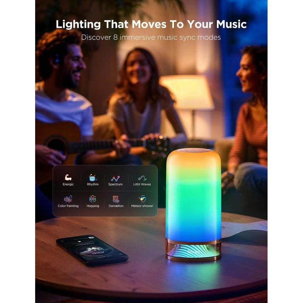 Lámpara de mesa inteligente Govee RGBIC, compatible con SmartThings, Alexa, con 64 modos de escena, para dormitorio y sala