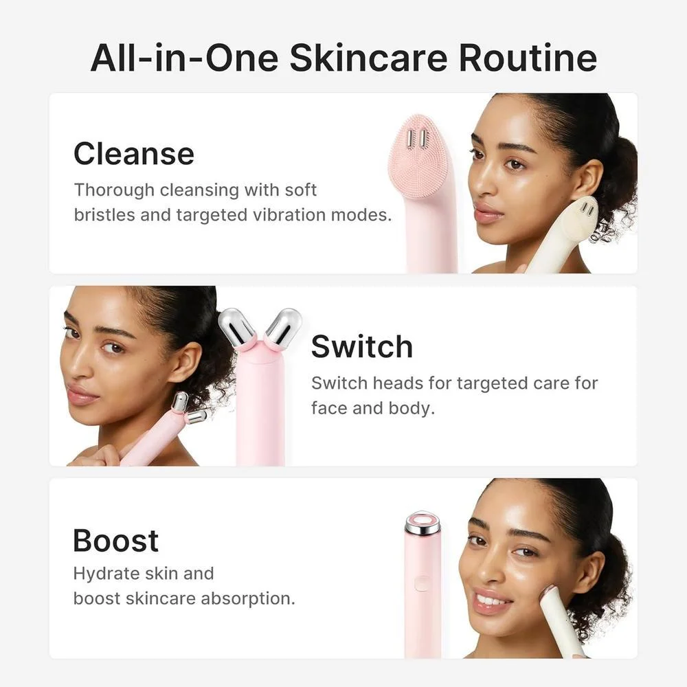 Medicube Set de Dispositivo y Cuidado de la Piel 3 en 1 Mini Booster Pro Plus con Limpiador y Gel PDRN Beige