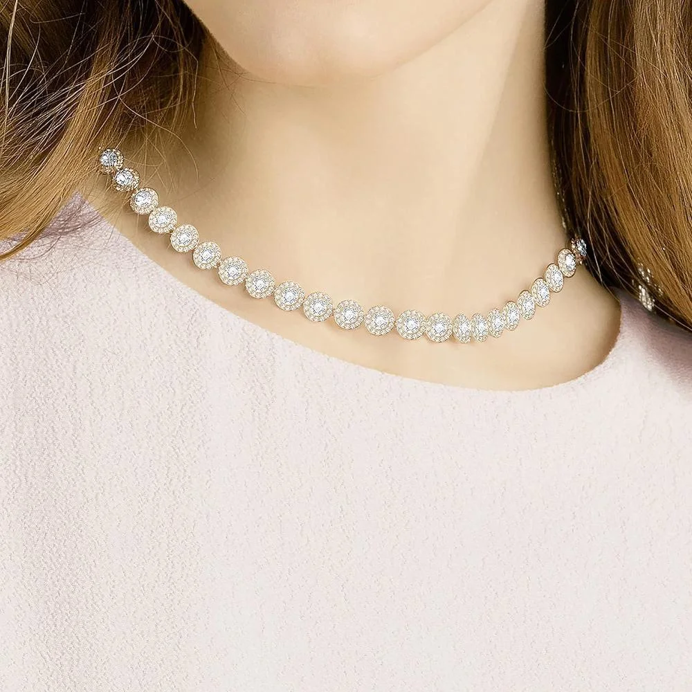 Swarovski Una Angelic All-Around Crystal Necklace Collection con Elegante Acabado en Tono Oro Rosa