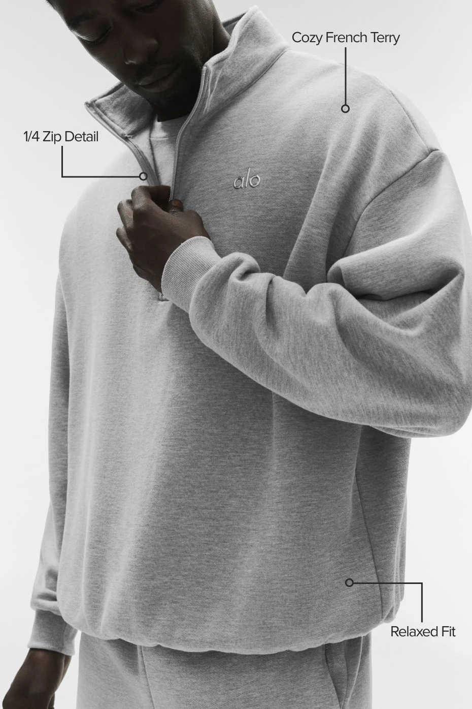 Alo Yoga Accolade 1/4 Zip Pullover - Athletic Heather Grey