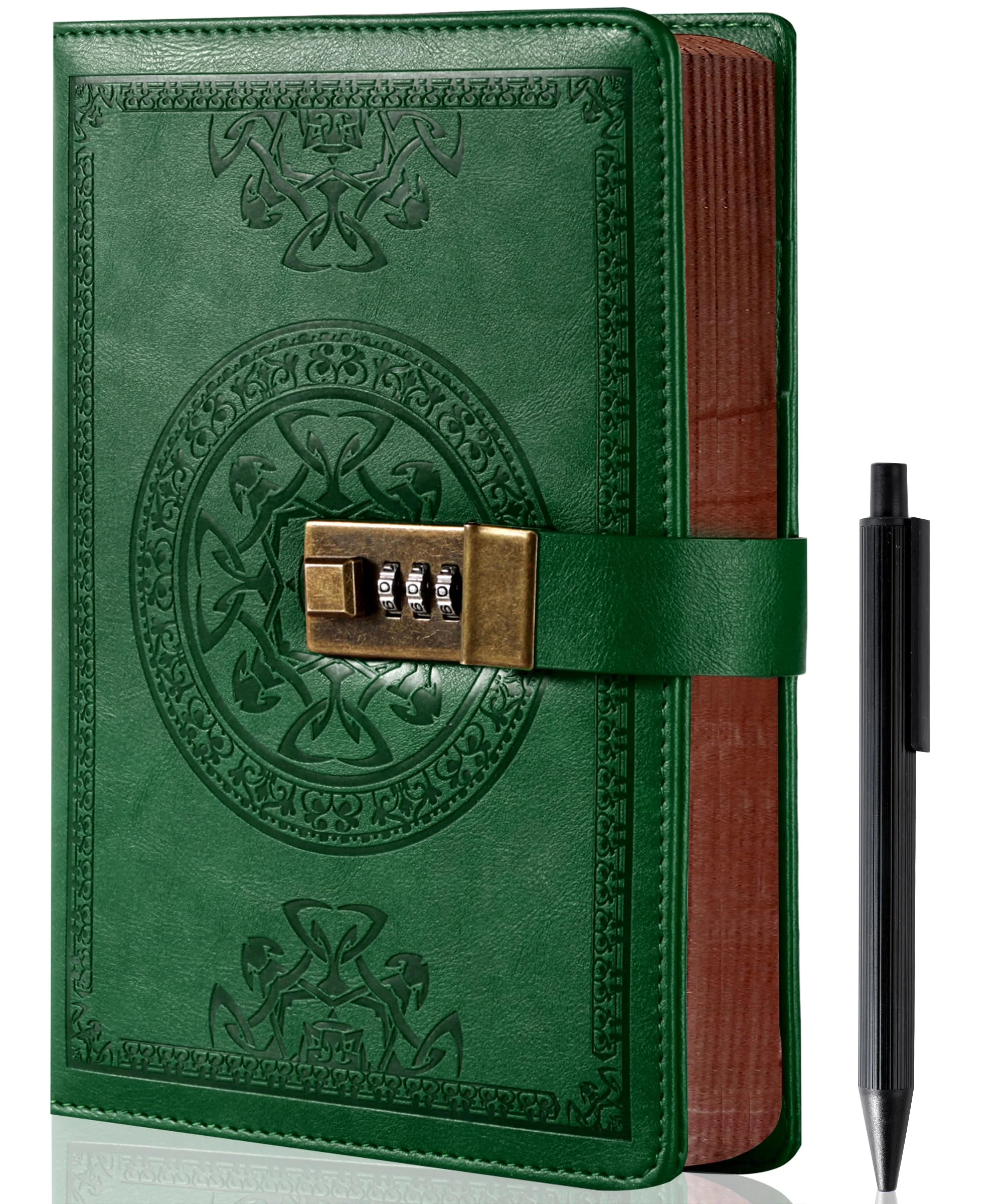 Agenda con candado Cagie verde 5.7" x 8.3"