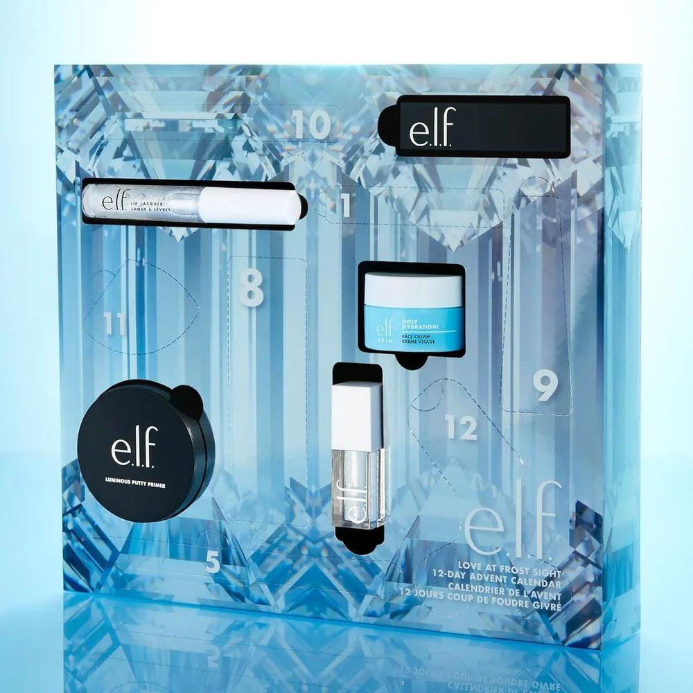 e.l.f. Love at Frost Sight Calendario de Adviento de 12 días 2025 con productos de maquillaje y cuidado de la piel veganos