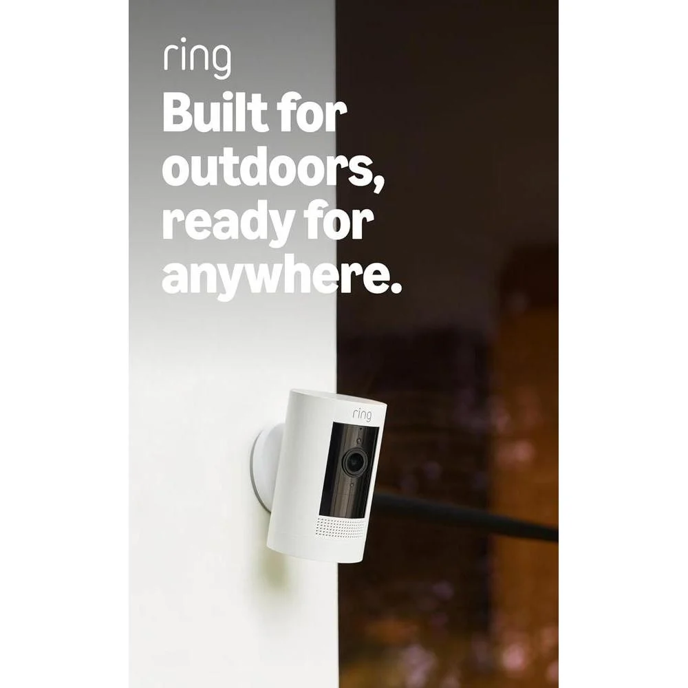 Ring Outdoor Cam (Stick Up Cam), Weather-resistant home or business HD security camera, Live View, Color Night Vision, Two-Way Talk, motion alerts, Works with Alexa, White