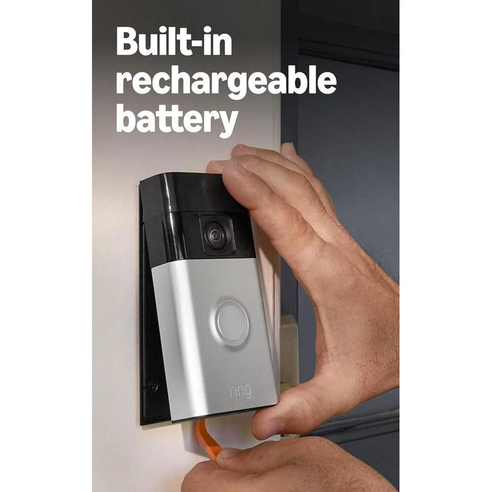 Timbre con cámara inalámbrico Ring con video en vivo, audio bidireccional y detección de movimiento, modelo 2024, Níquel satinado