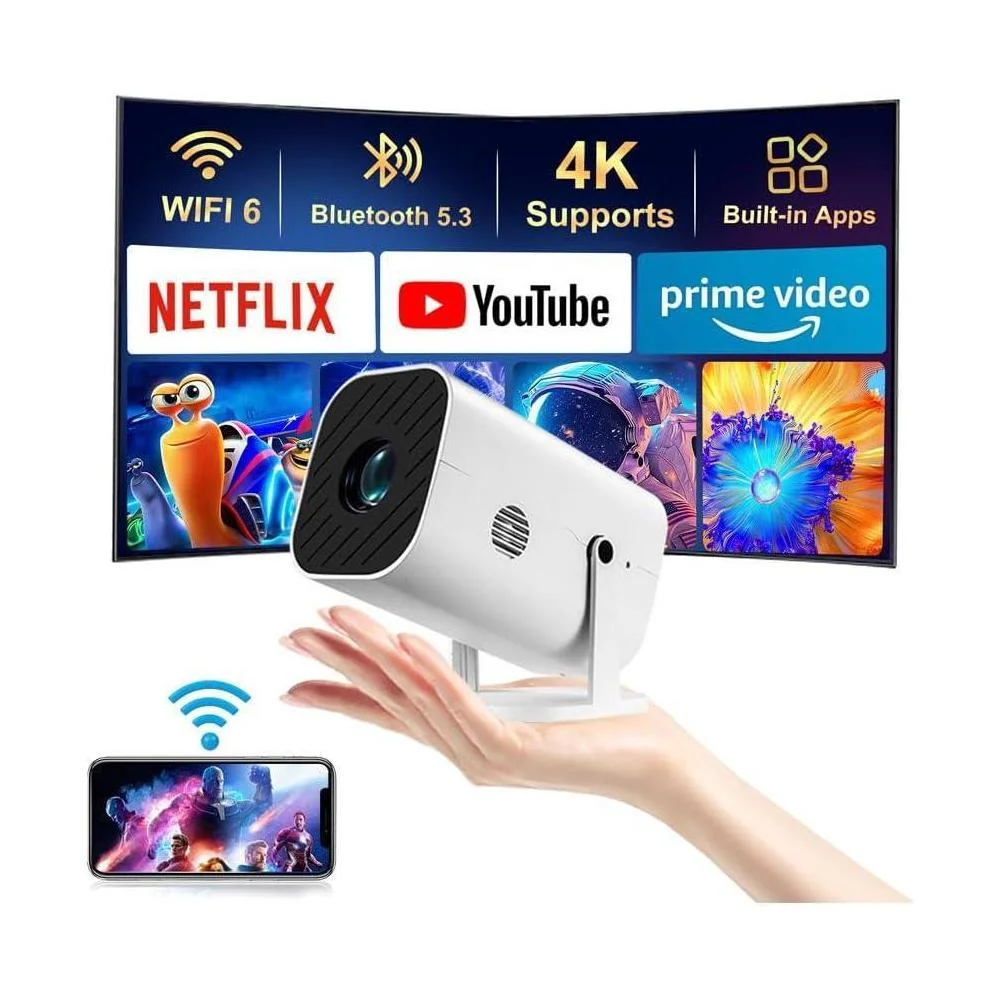 Proyector Ygskk Mini con WiFi 6 y Bluetooth 5.3, resolución Full HD nativa