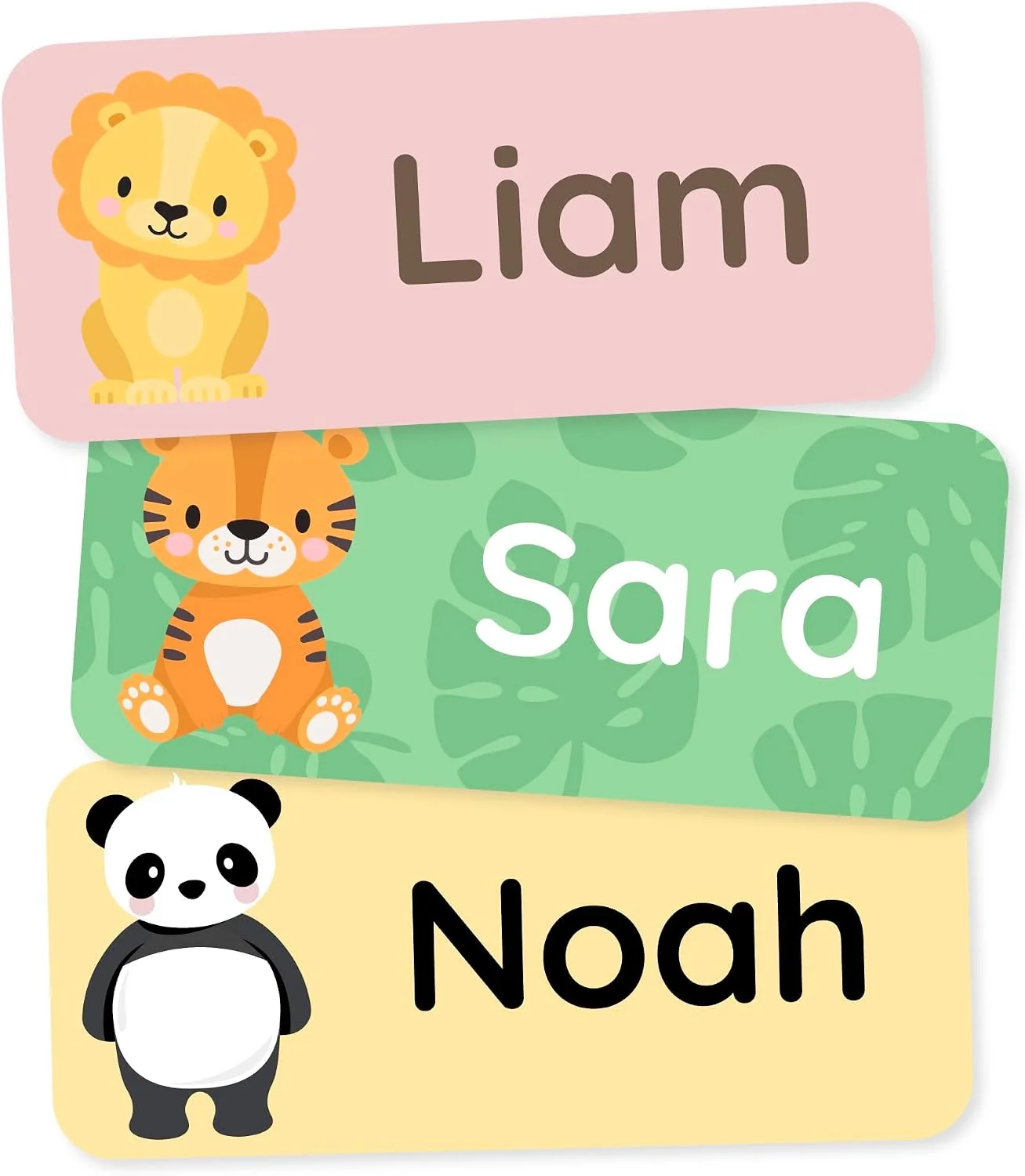 Personalized Name Labels for Kids (180) – Clothing Labels & Daycare Labels – Custom Waterproof Stickers for School Supplies - Exotic Animals