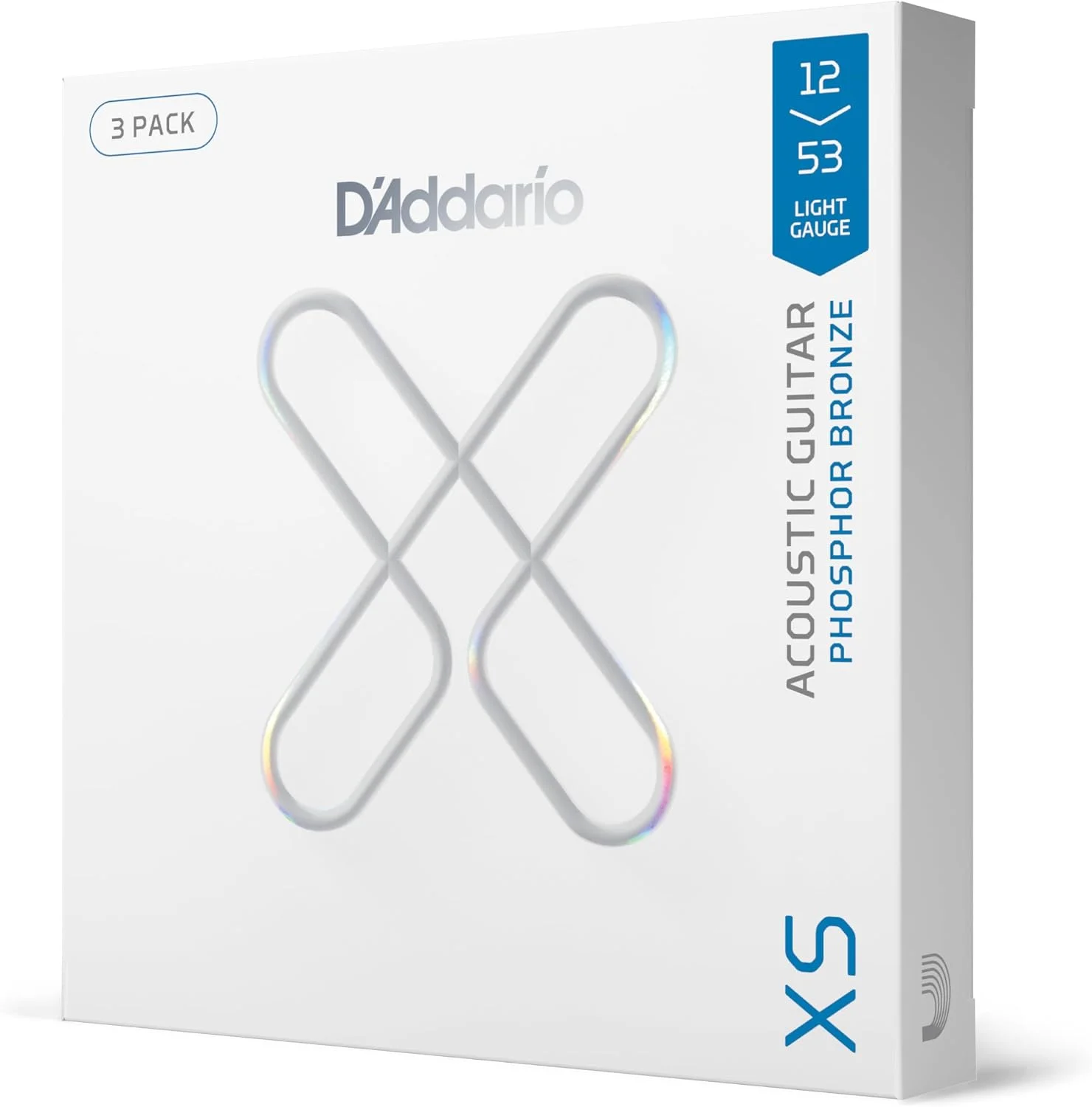 Cuerdas para guitarra acústica D'Addario XS Phosphor Bronze 12-53, 3 juegos