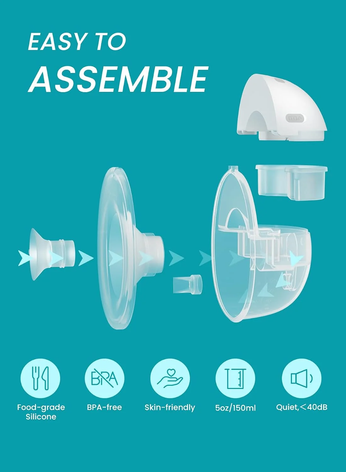 Paruu P16 Extractor de Leche Manos Libres Unidad Individual