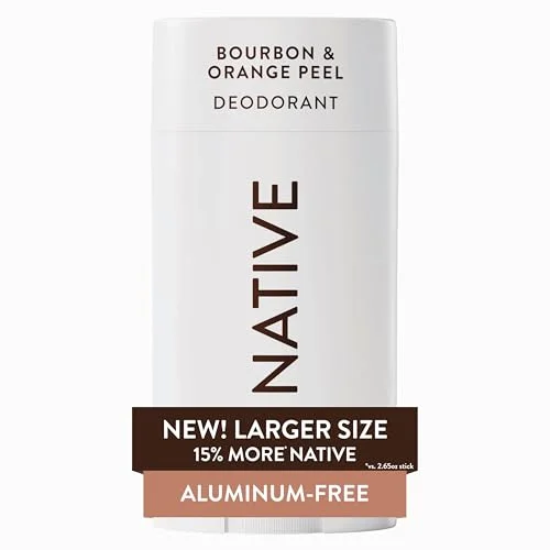 Native Aluminum Free Deodorant, Bourbon & Orange Peel, Large Size Stick, 72 Hour Odor Control, for Women & Men, Contains Naturally Derived Ingredients, 3.1 oz